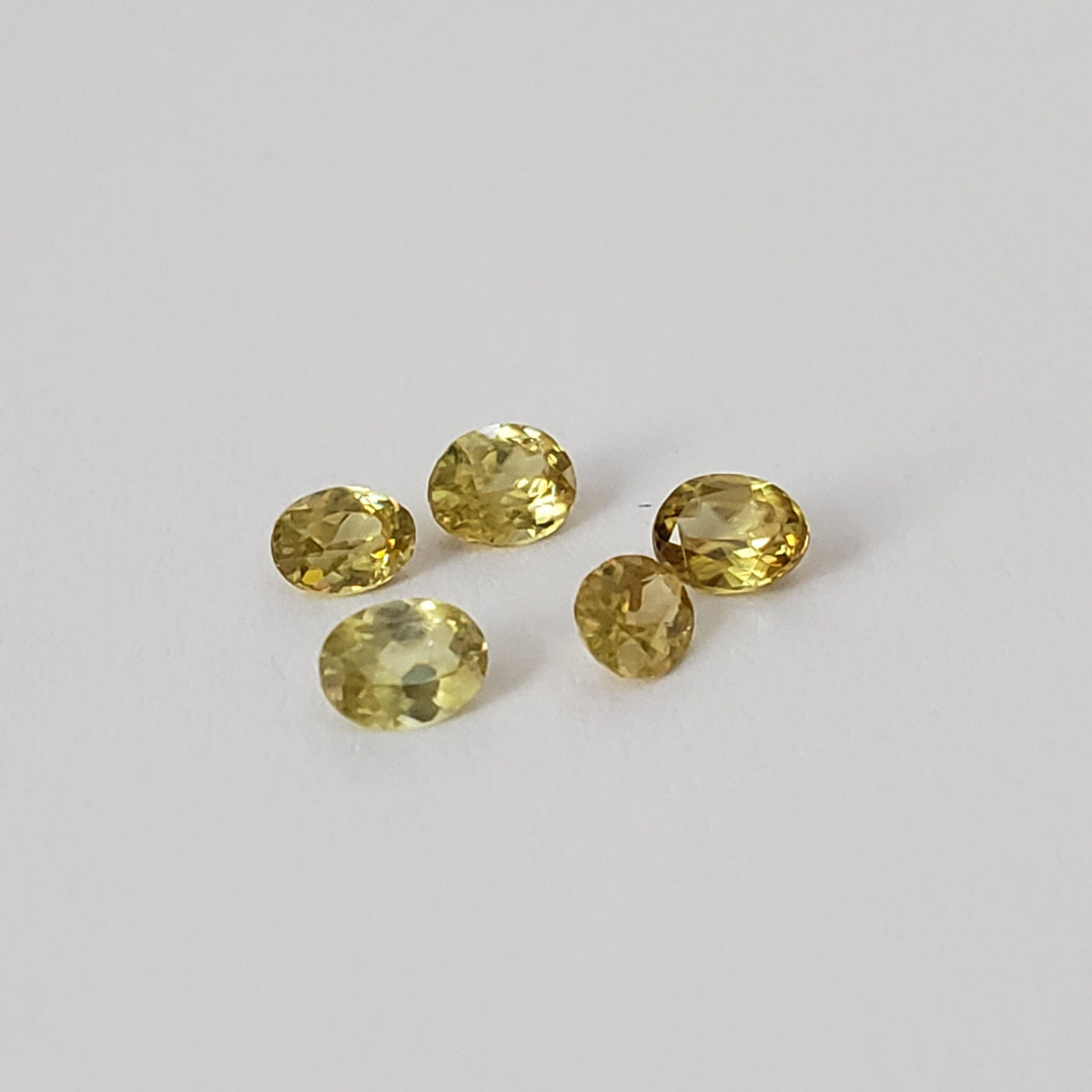  Sphene | 5 Piece Loose Gemstone Lot | Oval Cut | Canary Yellow | Mix Size Lot 