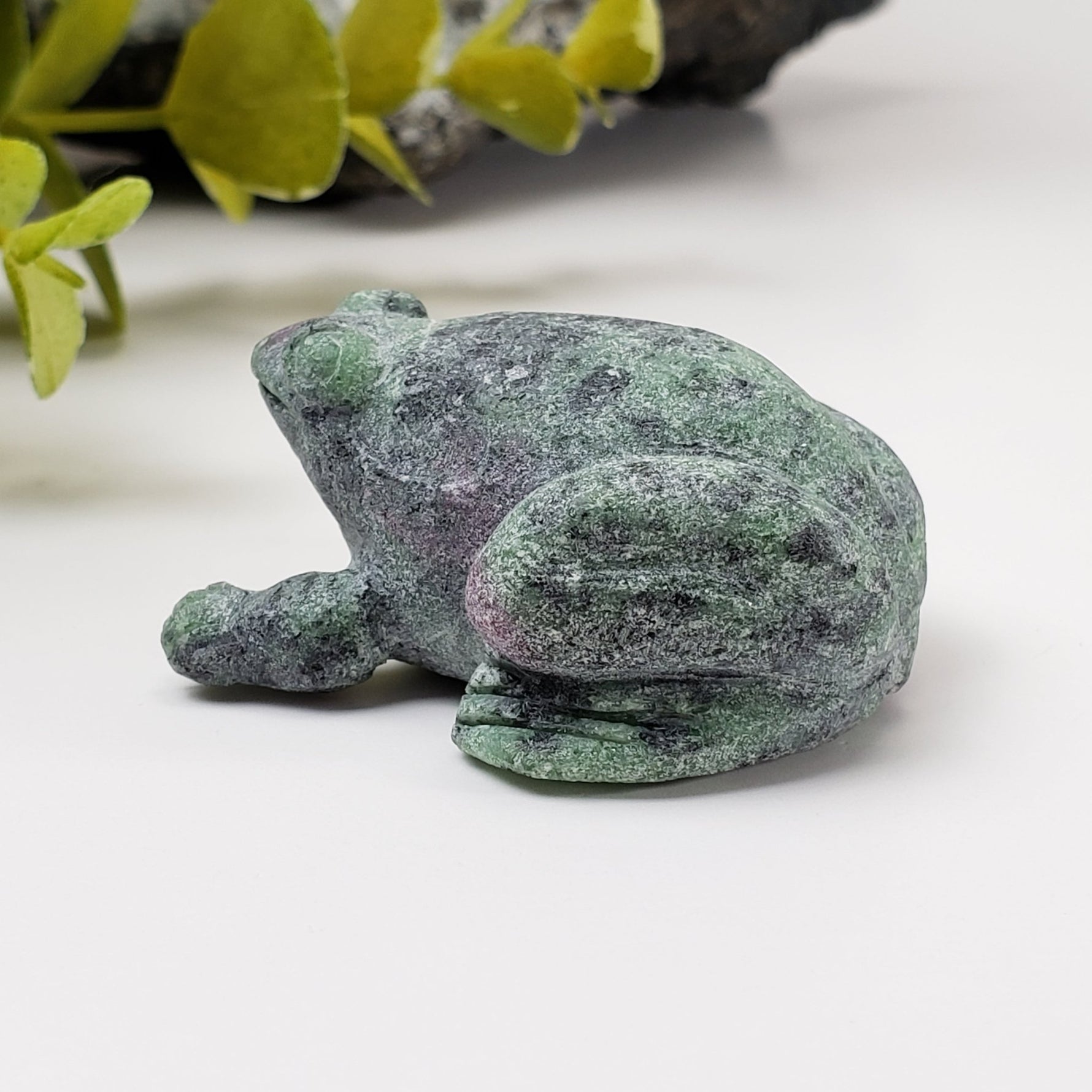 Rough Ruby Zoisite Frog Carving | Unheated, Natural, Fluorescent | 58 gr | Tanzania