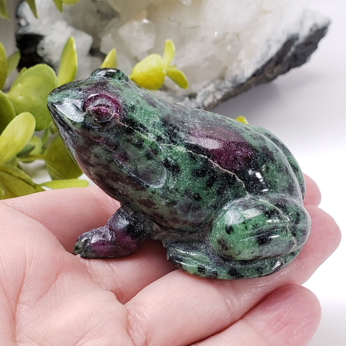  Ruby Zoisite Frog Carving Unheated Natural Fluorescent 149 gr from Tanzania 