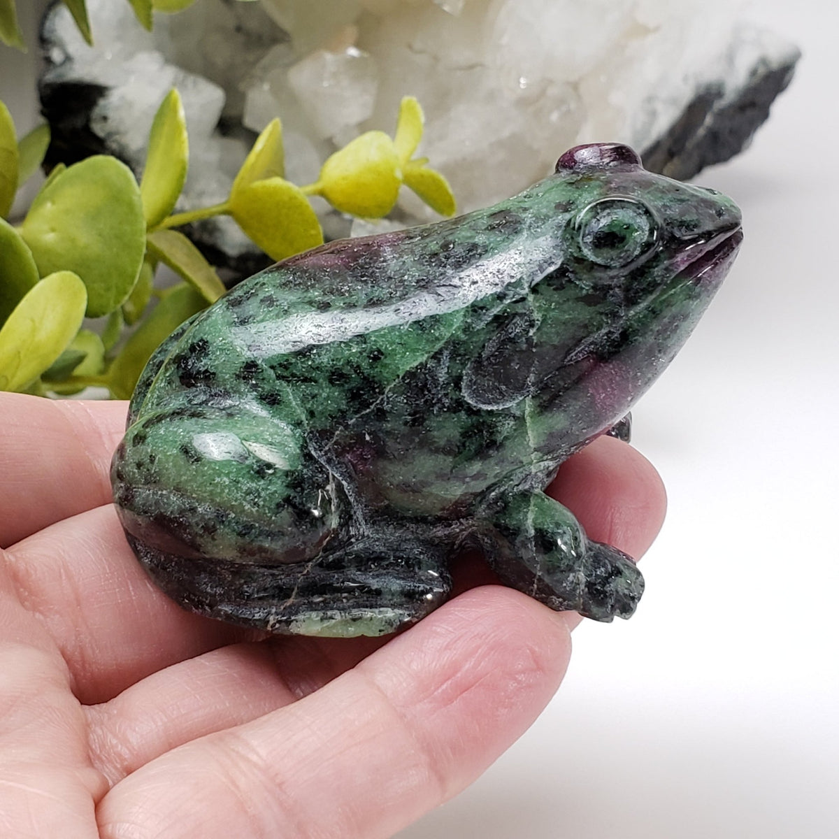  Ruby Zoisite Frog Carving Unheated Natural Fluorescent 149 gr from Tanzania 