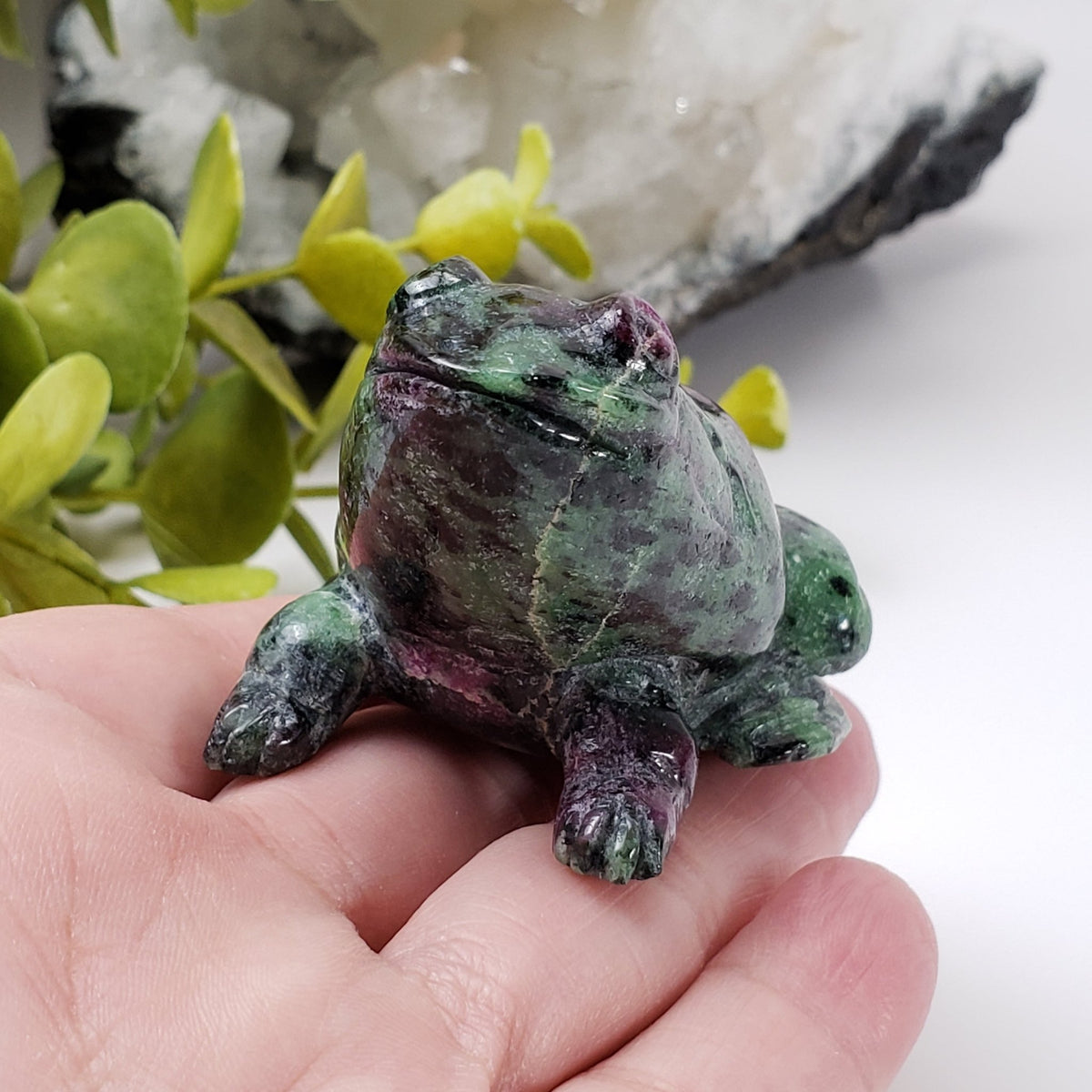  Ruby Zoisite Frog Carving Unheated Natural Fluorescent 149 gr from Tanzania 