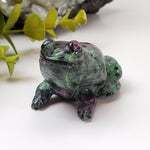 Ruby Zoisite Frog Carving | Unheated, Natural, Fluorescent | 149 gr | Tanzania