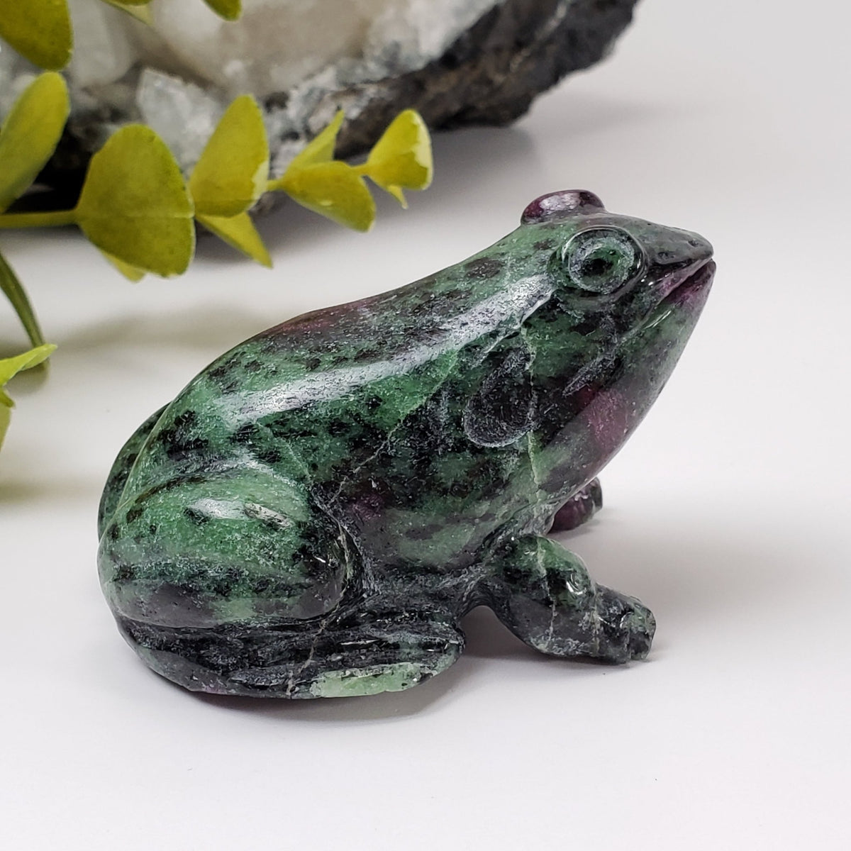  Ruby Zoisite Frog Carving Unheated Natural Fluorescent 149 gr from Tanzania 