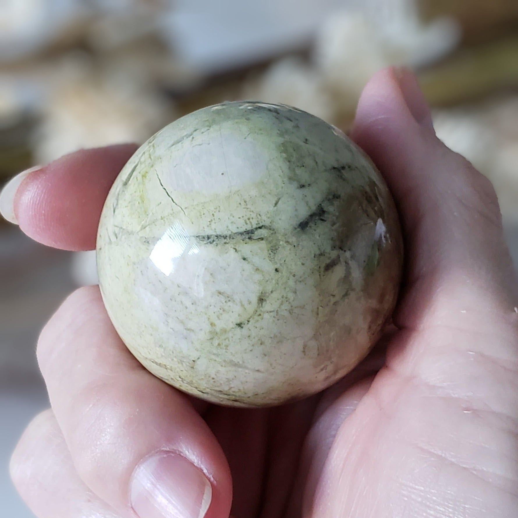 Silver Lace Agate Sphere | Green Gray Brown | 50 mm, 2 in | 198.95 grams 1