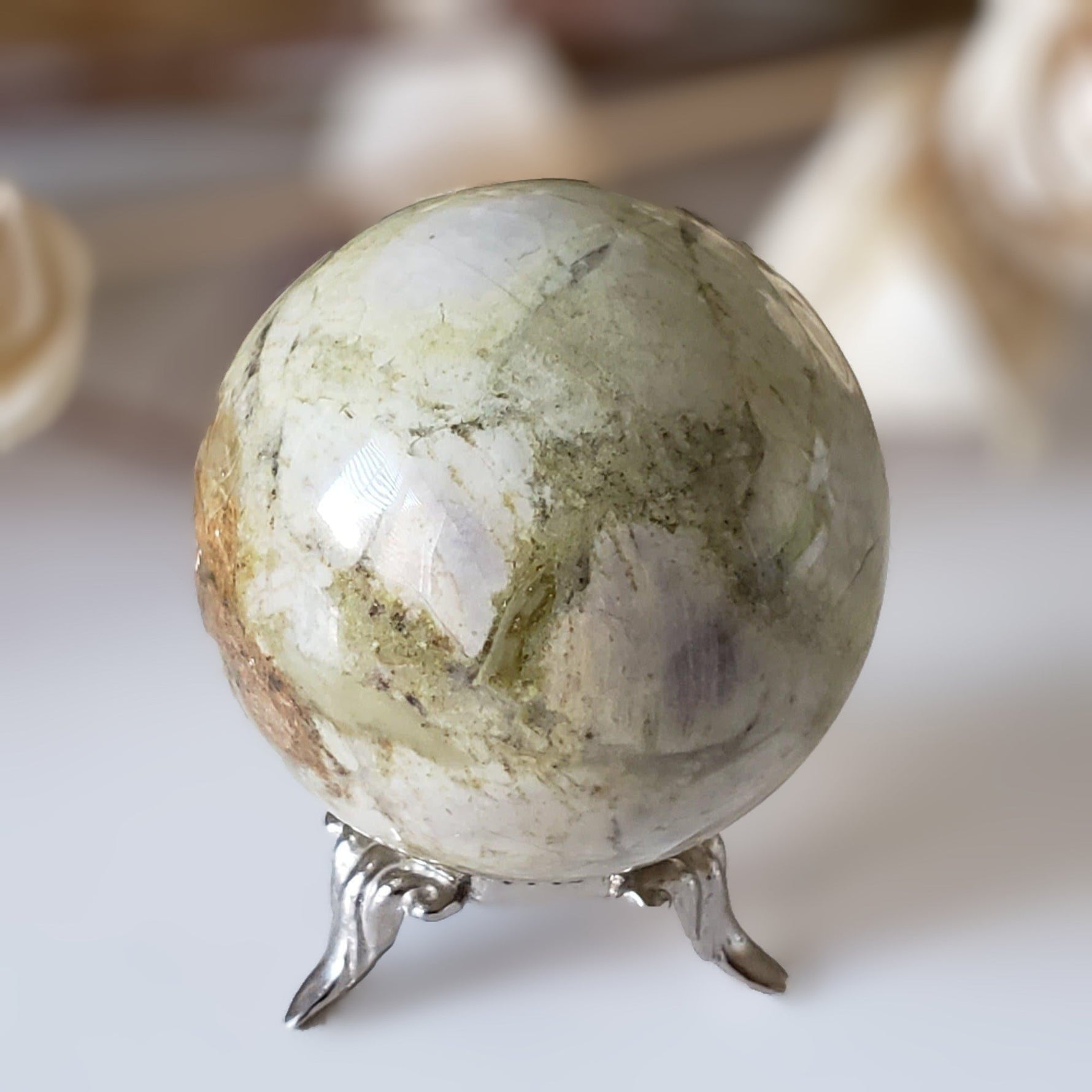 Silver Lace Agate Sphere | Green Gray Brown | 50 mm, 2 in | 198.95 grams 3