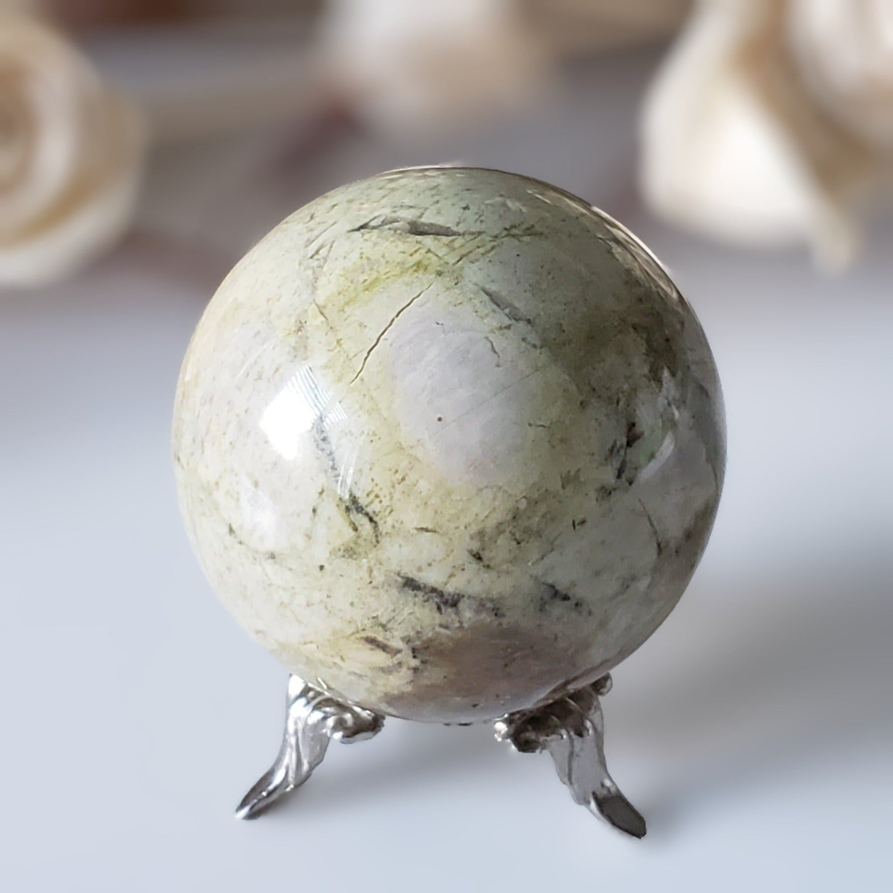 Silver Lace Agate Sphere | Green Gray Brown | 50 mm, 2 in | 198.95 grams 6