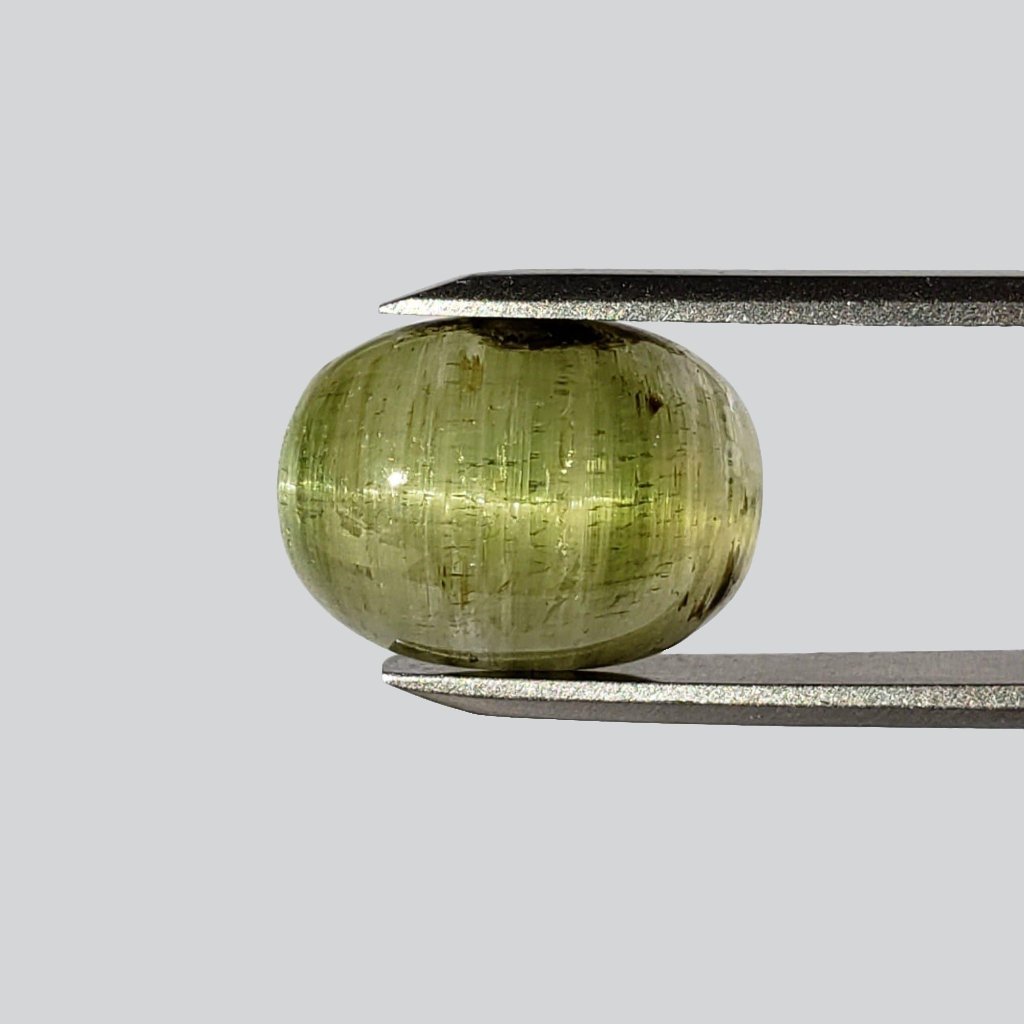 Tourmaline Cats Eye | Oval Cabochon | Light Green | 15.5x11.5mm 11.56ct