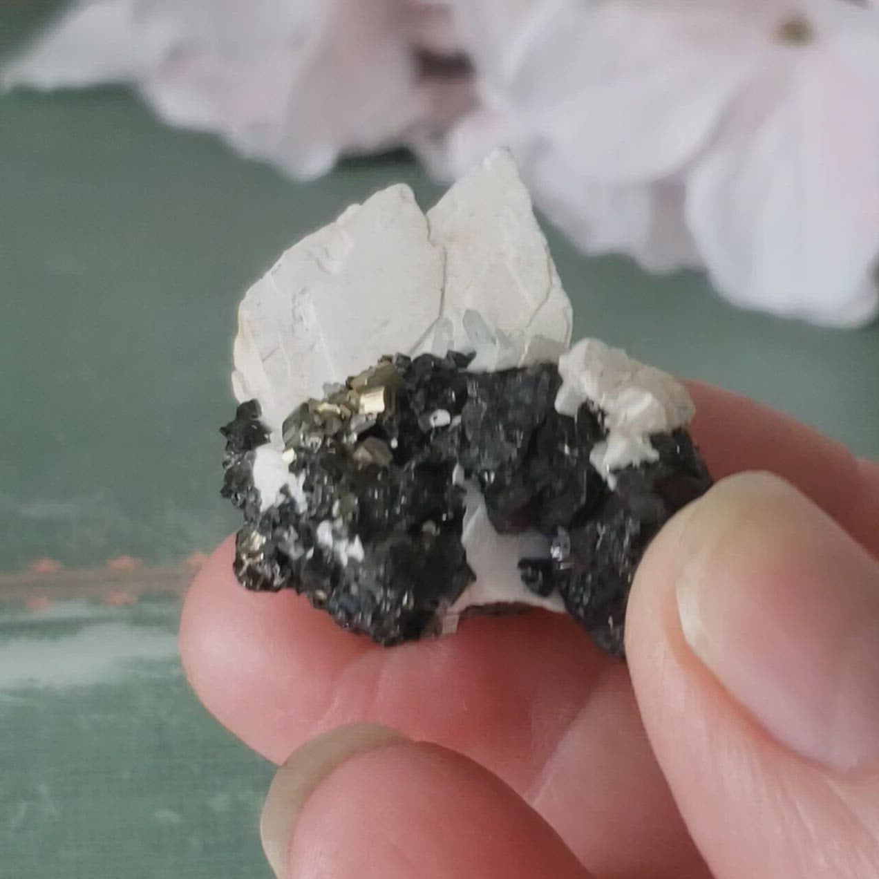 Tetrahedrite, Mangano Calcite and Pyrite Crystal Cluster | 23.3 Grams | Lima, Peru
