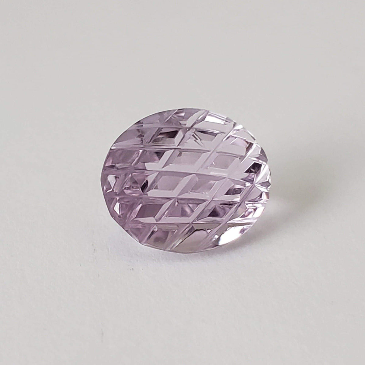  Amethyst | Oval Cut | Geometrically Carved | Purple | 12x10mm 4.43ct 