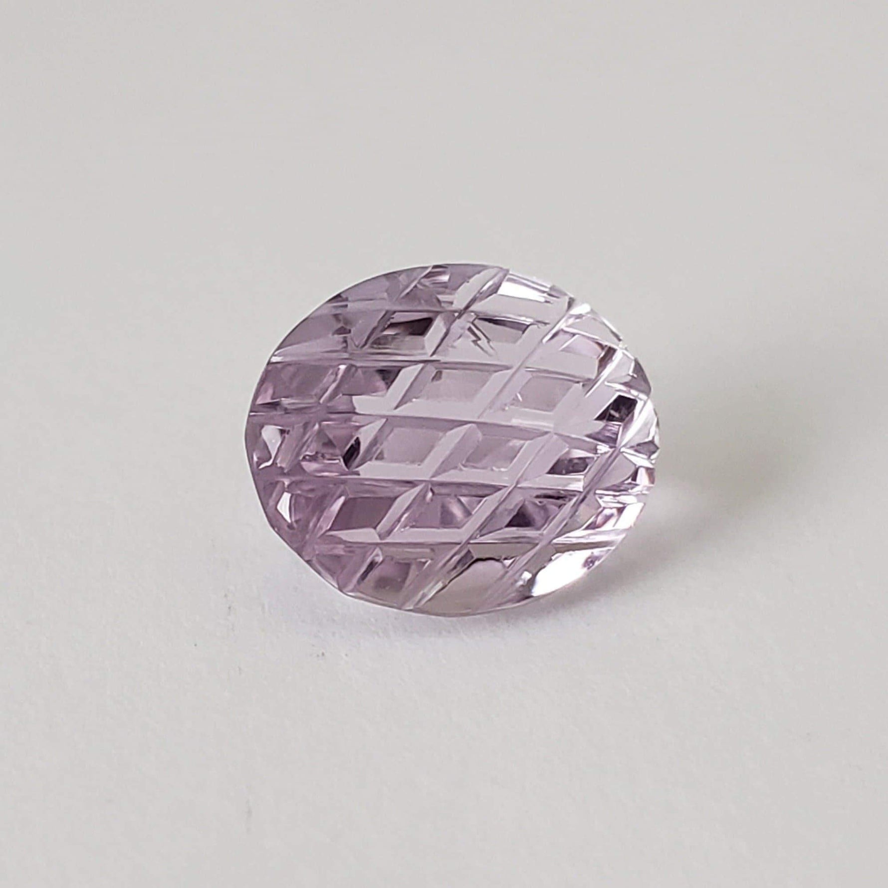  Amethyst | Oval Cut | Geometrically Carved | Purple | 12x10mm 4.43ct 