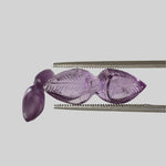  Amethyst Pair | Carved Leaf Shape | Purple | 21x17.5mm 1