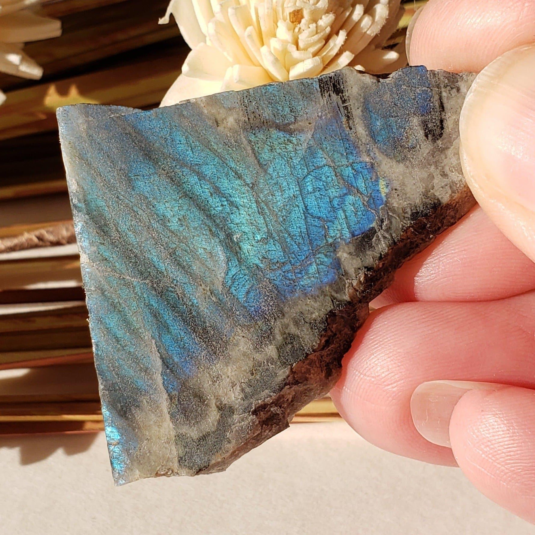  Authentic Labradorite Natural Rainbow Unpolished Stone Slice Mineral 17.5 Gr, Labrador Canada | SO24 5