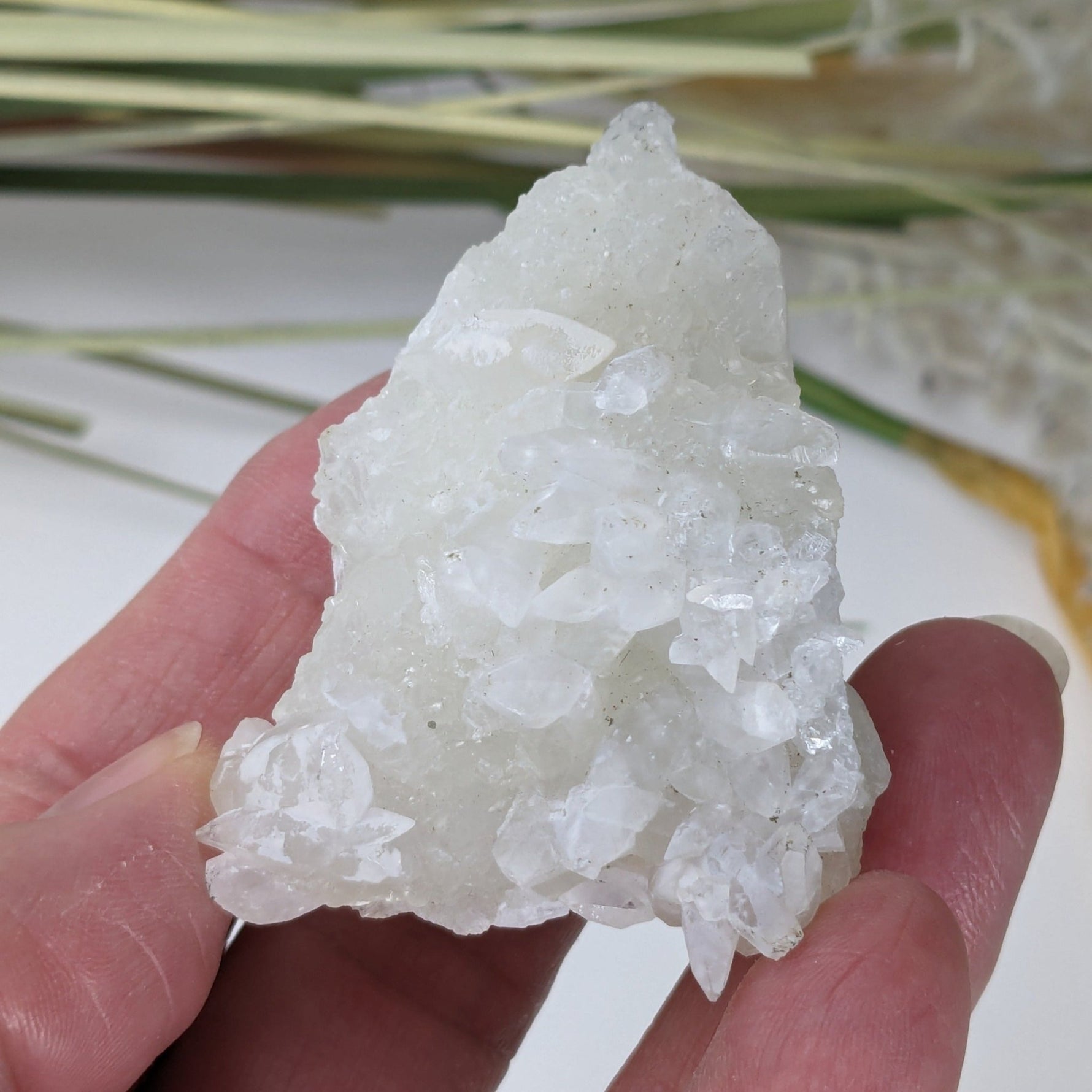  Calcite on Prehnite Crystal Cluster | Double Terminated Calcite | 77 grams | Mumbai, India 2