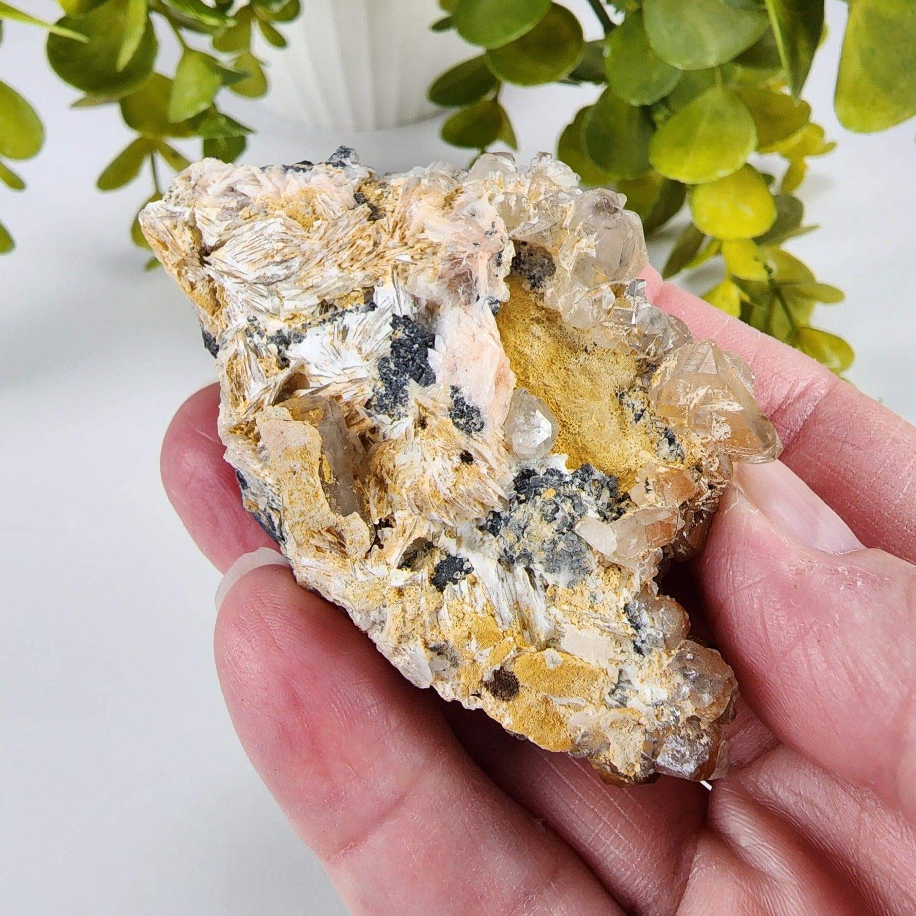  Cerussite Crystals | White Barite Blades | Galena Matrix Mineral | 145.3 gr | Morocco | SO24 6