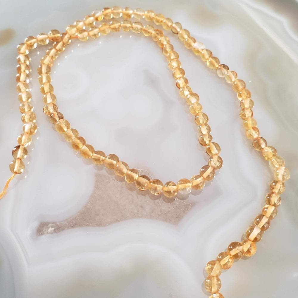  Citrine Gemstone Beads | 36cm, 14 Inch Strand | Round | Golden Yellow 