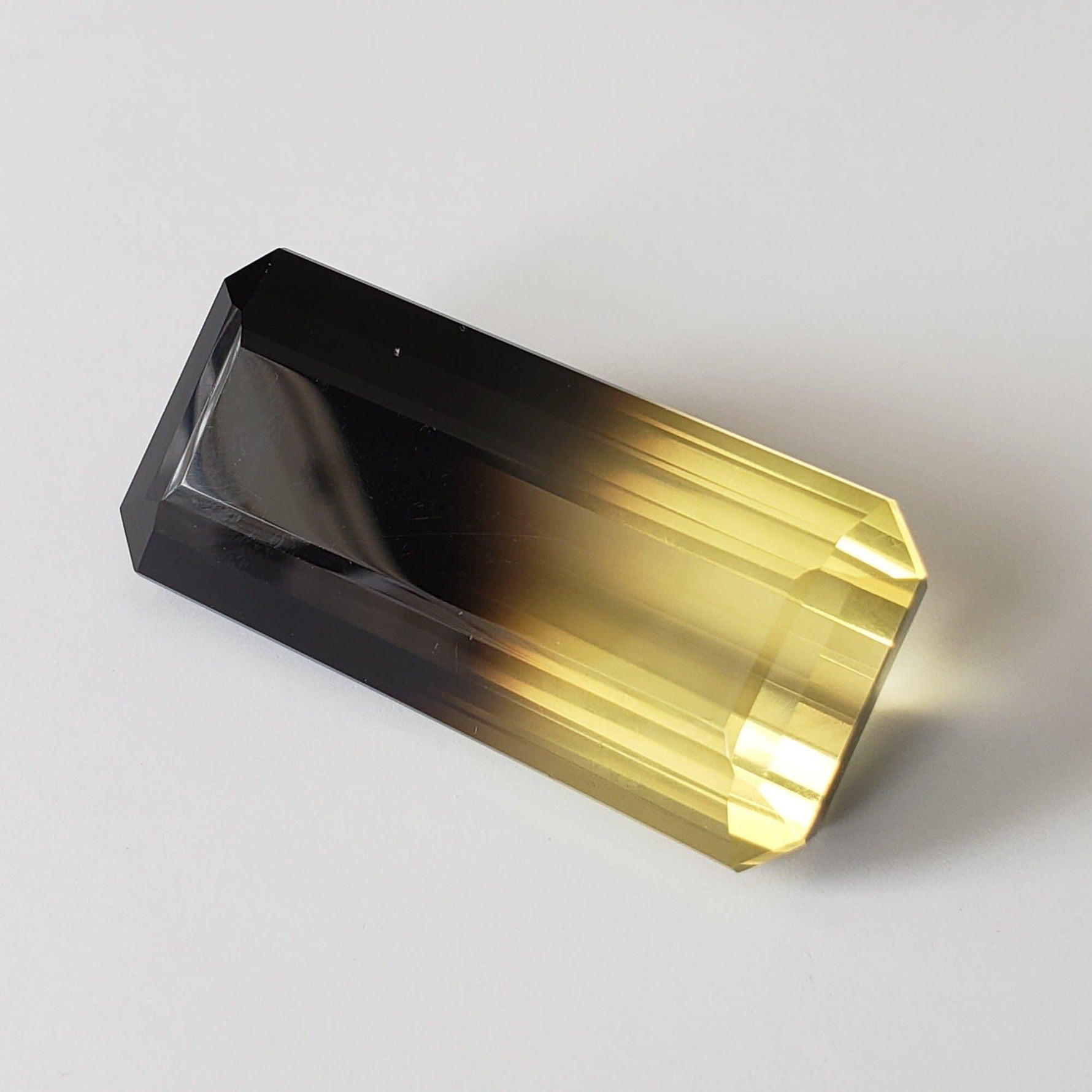  Citrine | Octagon Cut | Lemon-Black Bi-Color | 46x22mm 124.13ct 
