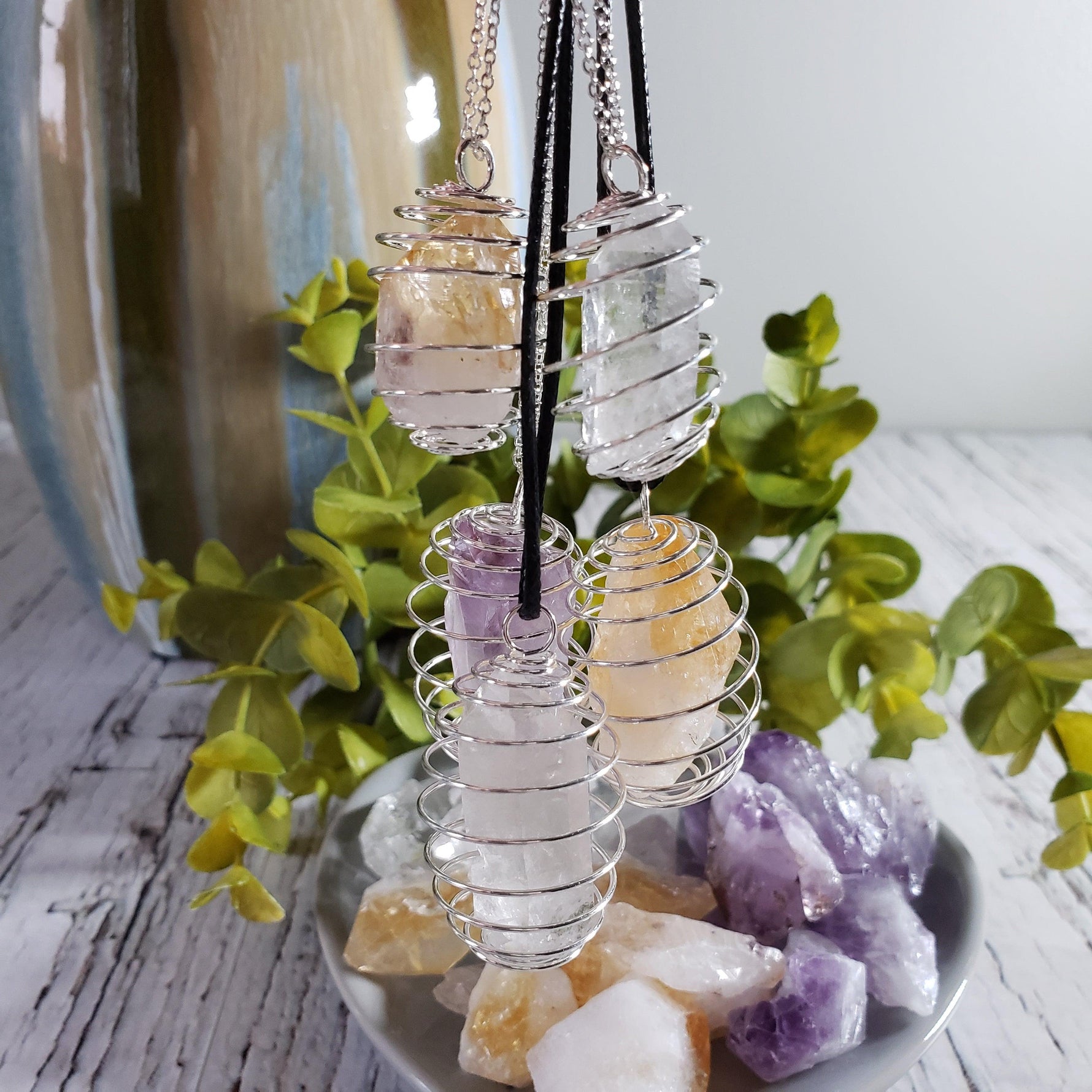  Crystal Cage Pendants | Assorted Raw Crystals | Crystal Pendant 1