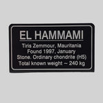   El Hammami Meteorite | Bent Metal Label | Free Standing 