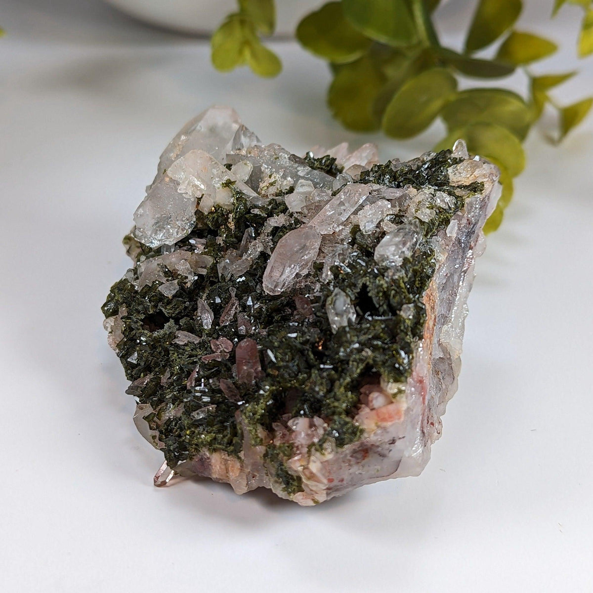  Epidote Crystals and Quartz Points Cluster | 298 gr | Brazil 8