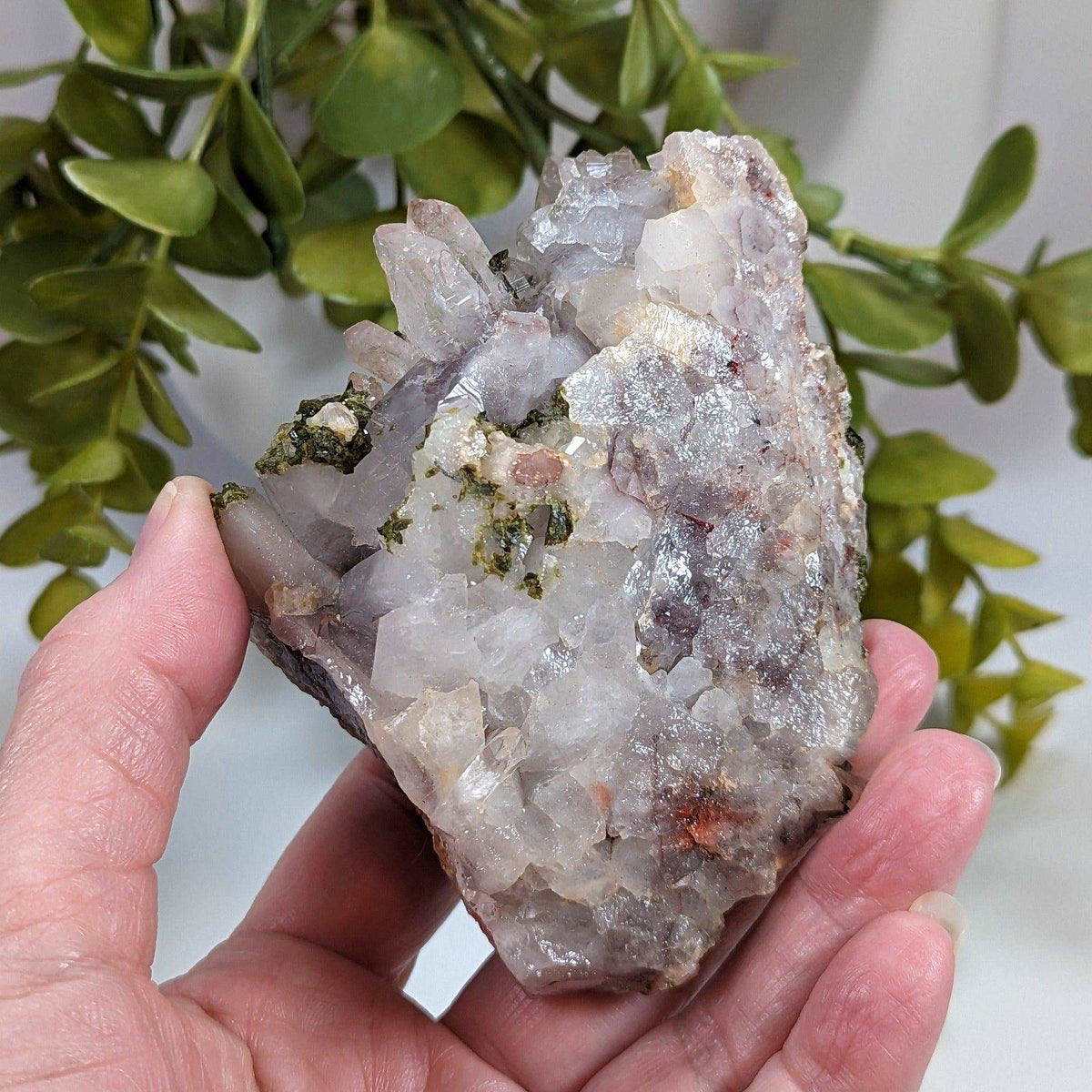  Epidote Crystals and Quartz Points Cluster | 298 gr | Brazil 3