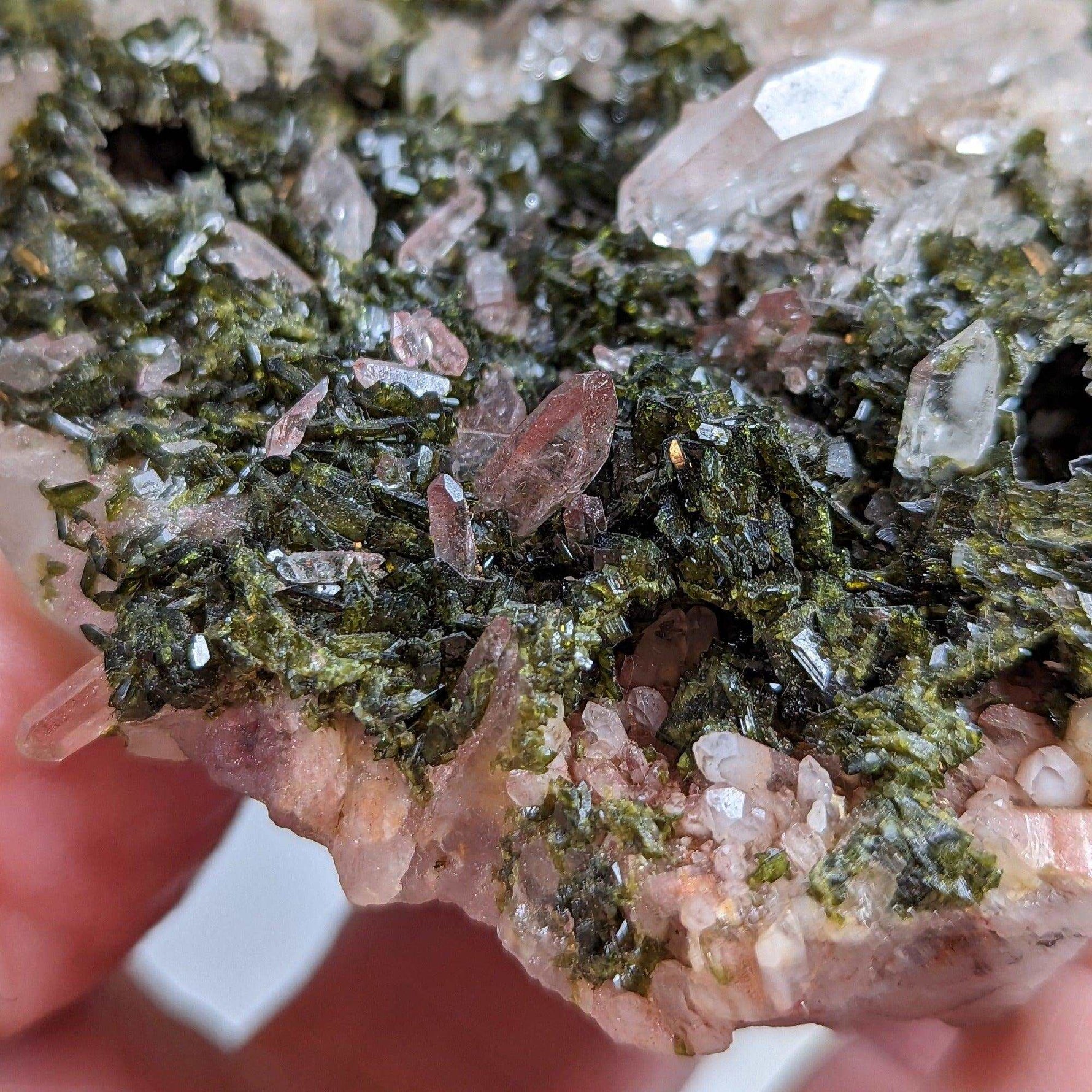  Epidote Crystals and Quartz Points Cluster | 298 gr | Brazil 4
