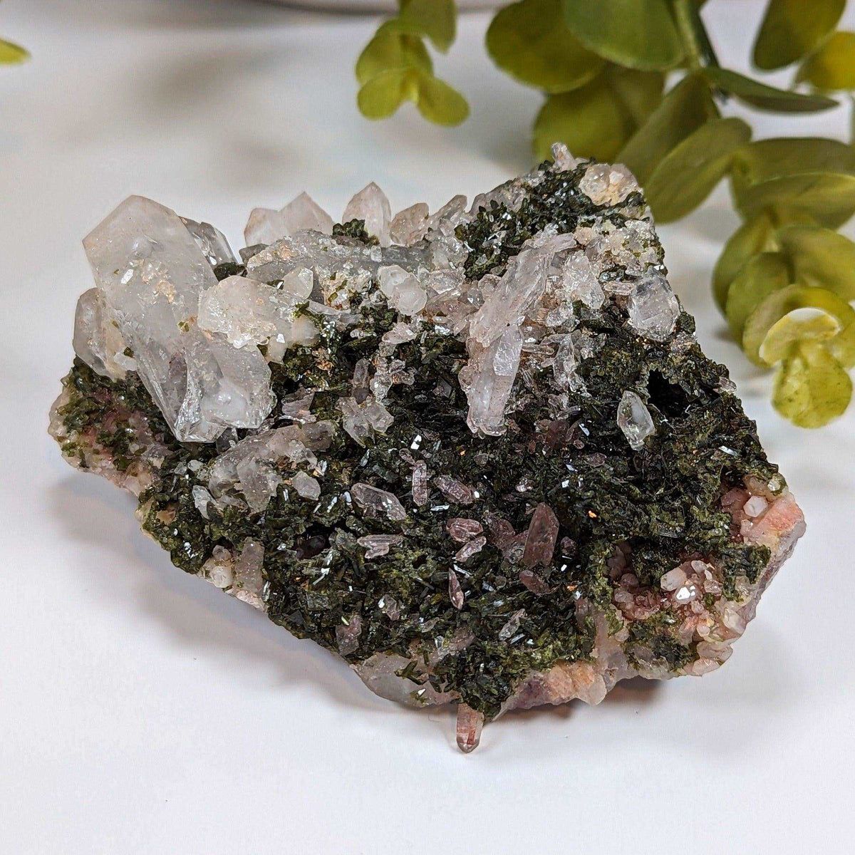  Epidote Crystals and Quartz Points Cluster | 298 gr | Brazil 6