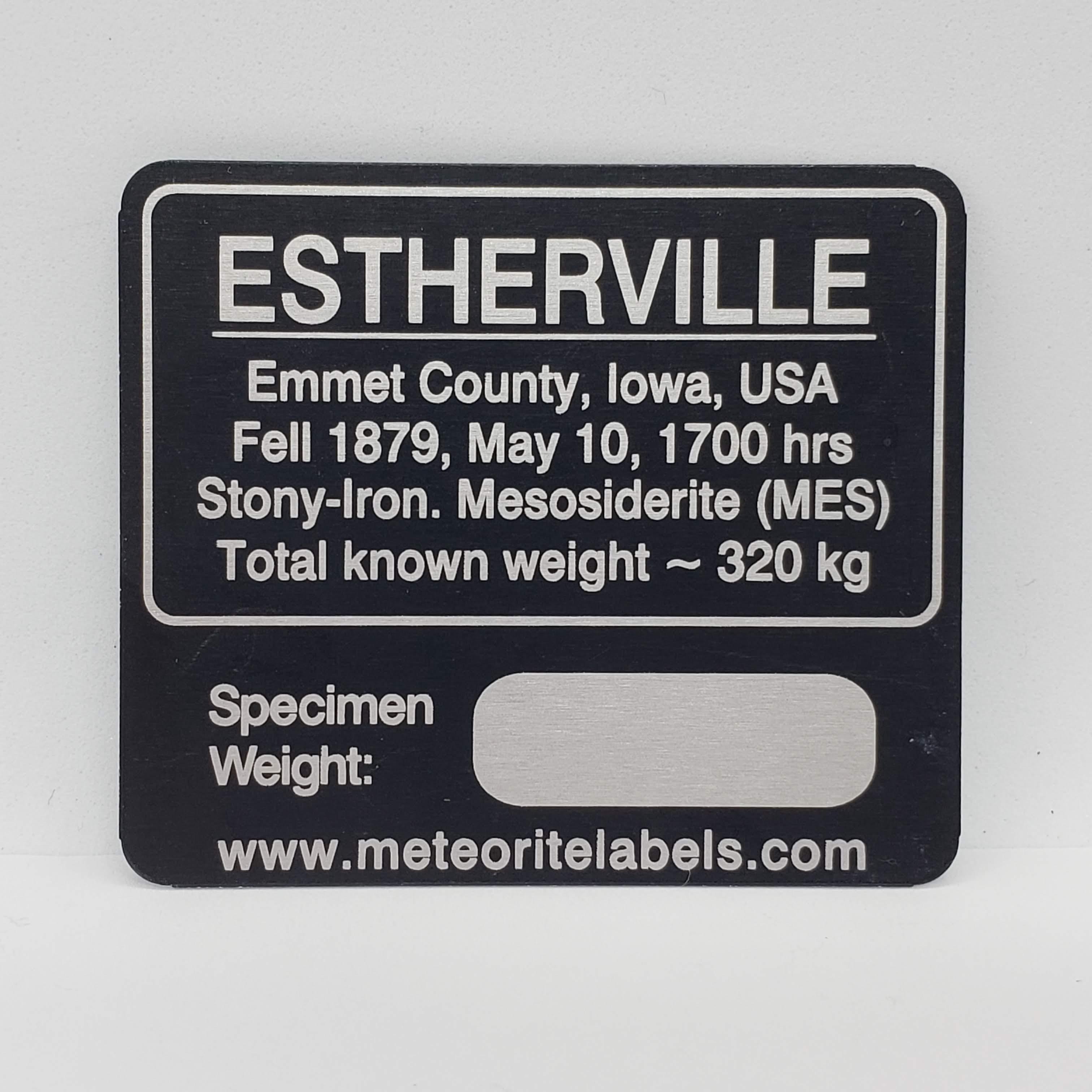 Estherville Meteorite | Flat Metal Label