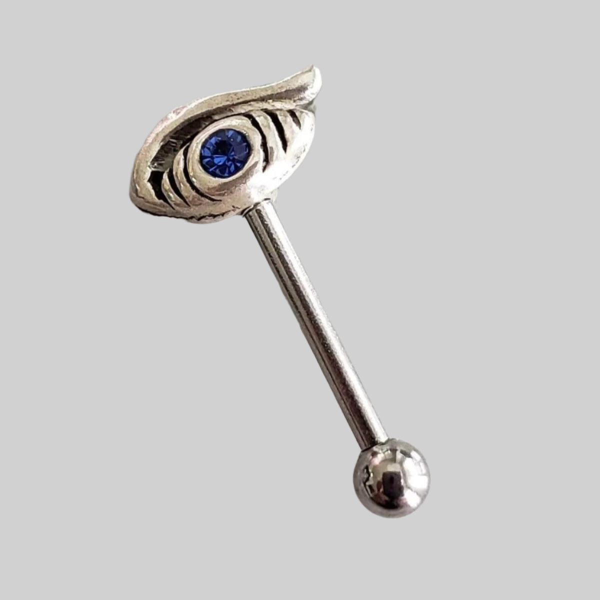  Eyebrow Barbell | Surgical Steel and 925 Silver | Tanzanite Crystal 