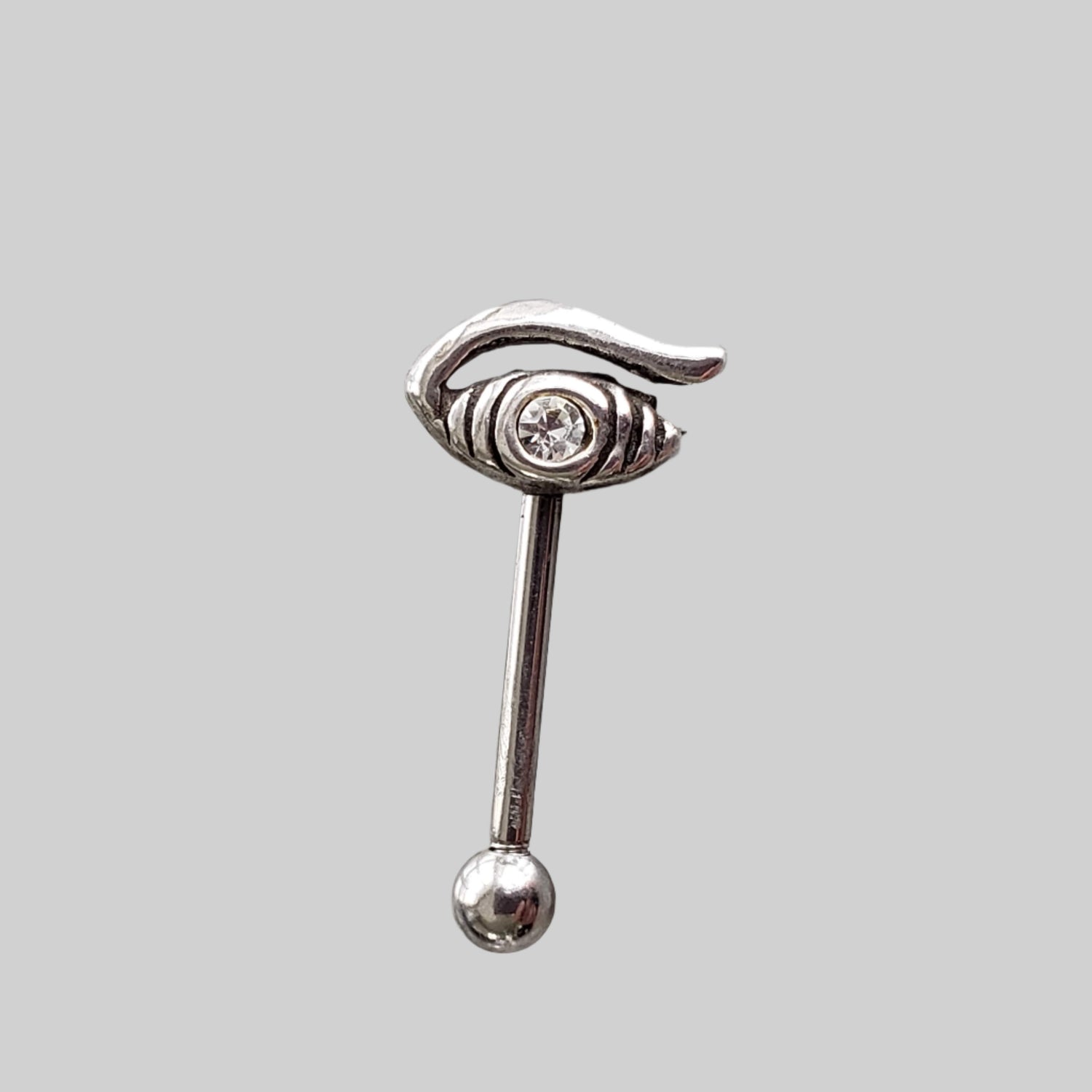  Eyebrow Barbell | Surgical Steel and 925 Silver | White Sapphire Crystal 