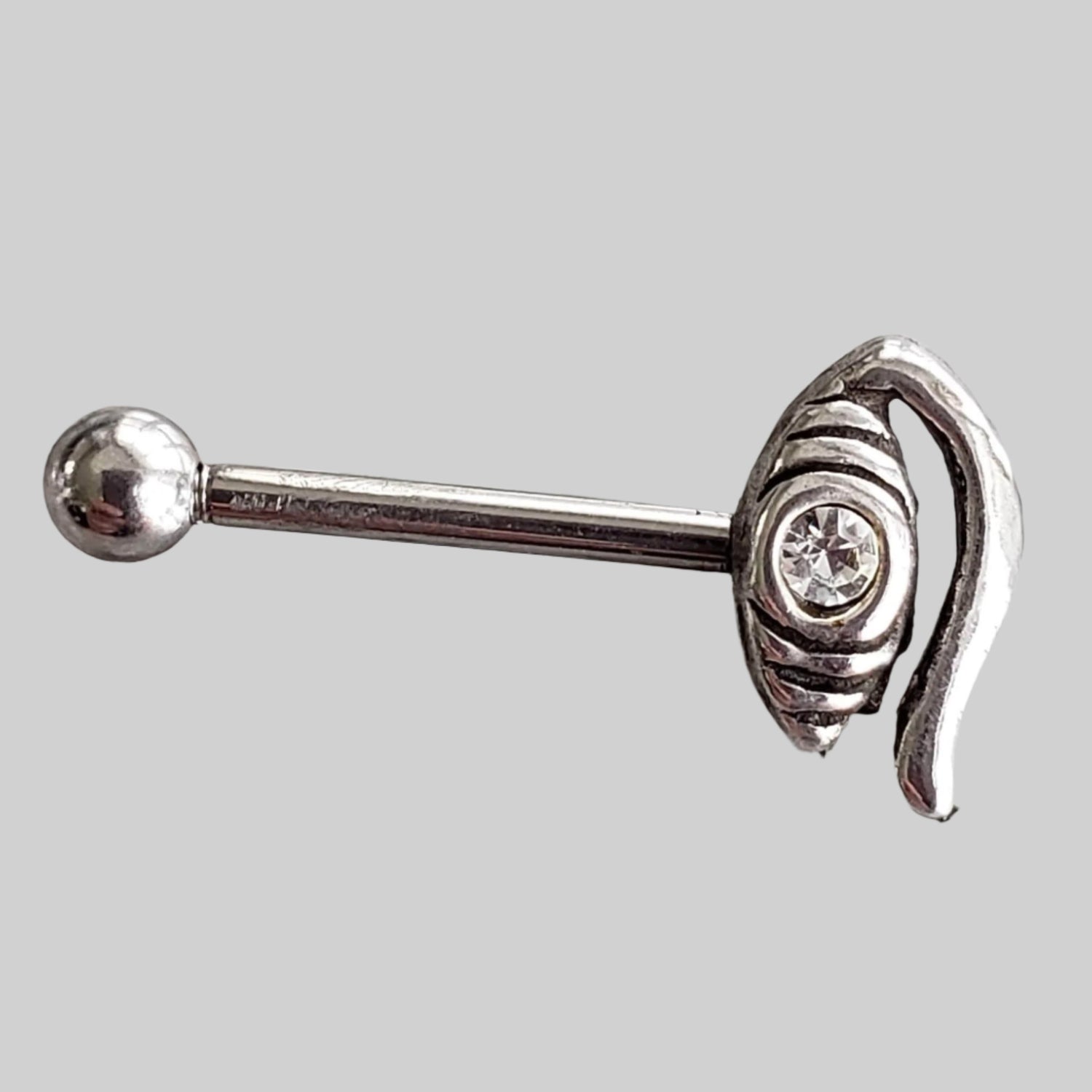  Eyebrow Barbell | Surgical Steel and 925 Silver | White Sapphire Crystal 2