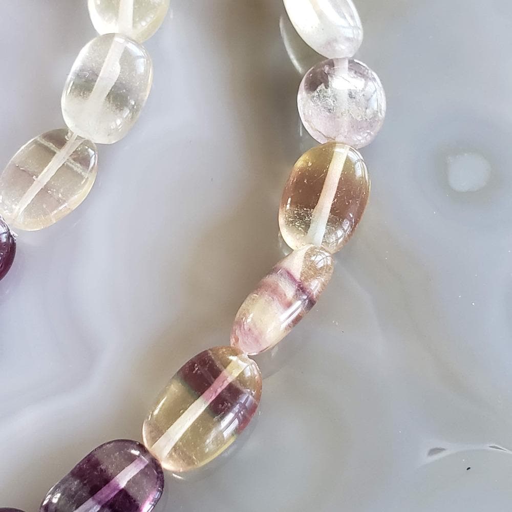  Fluorite Gemstone Beads | 41 cm, 16 inch Strand | Oval | Multicolor 2