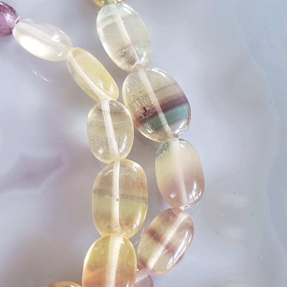  Fluorite Gemstone Beads | 41 cm, 16 inch Strand | Oval | Multicolor 3