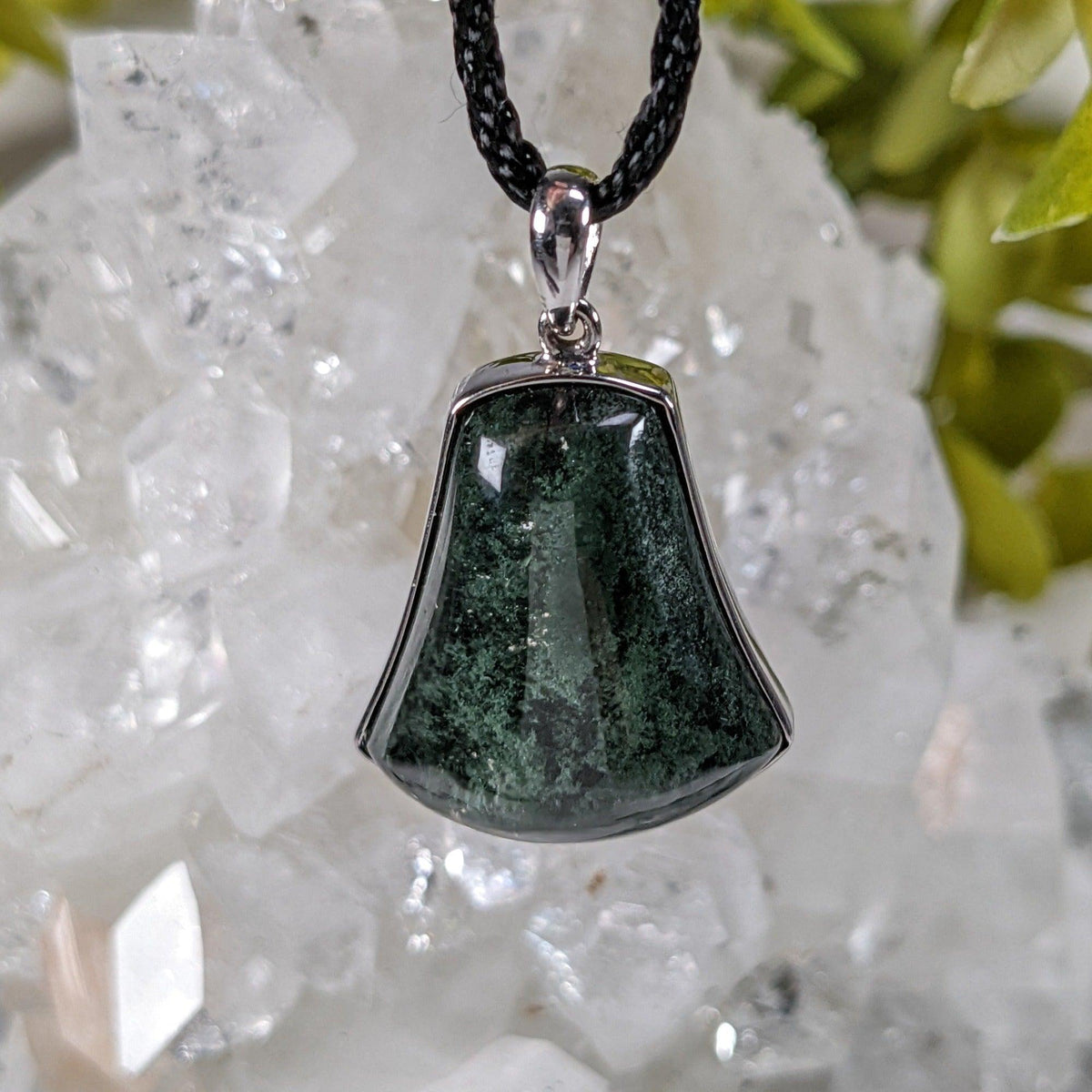  Fossilized Quartz Pendant | Black | 925 Sterling Silver | Brazil 