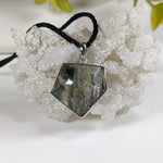  Fossilized Quartz Pendant | Clear Black | 925 Sterling Silver | Brazil 