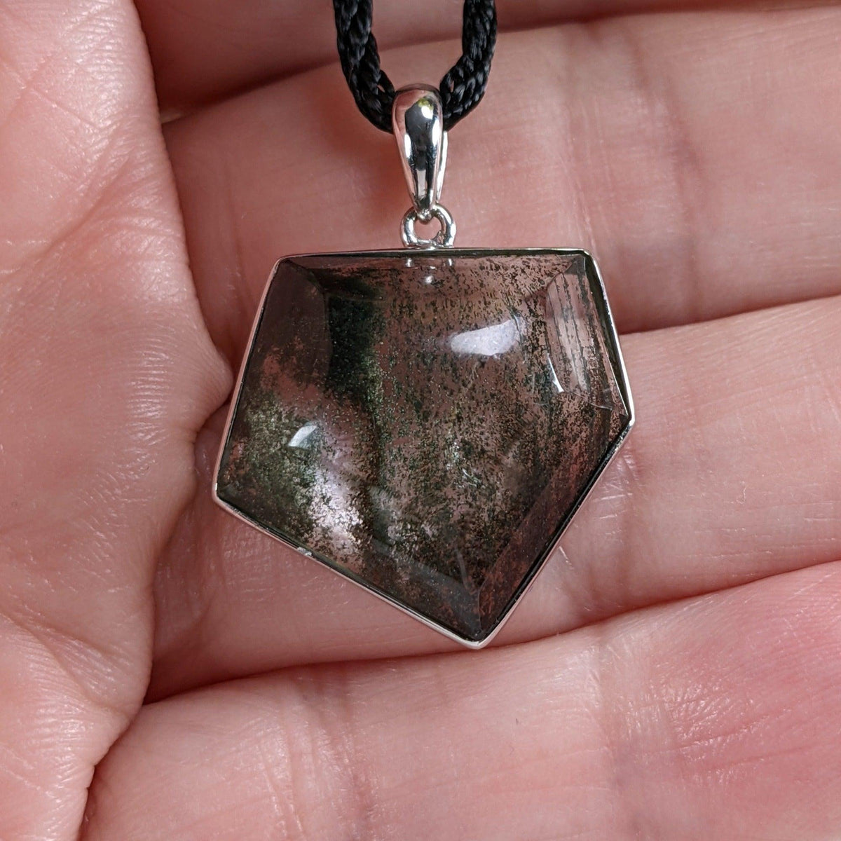 Fossilized Quartz Pendant | Clear Black | 925 Sterling Silver | Brazil 5