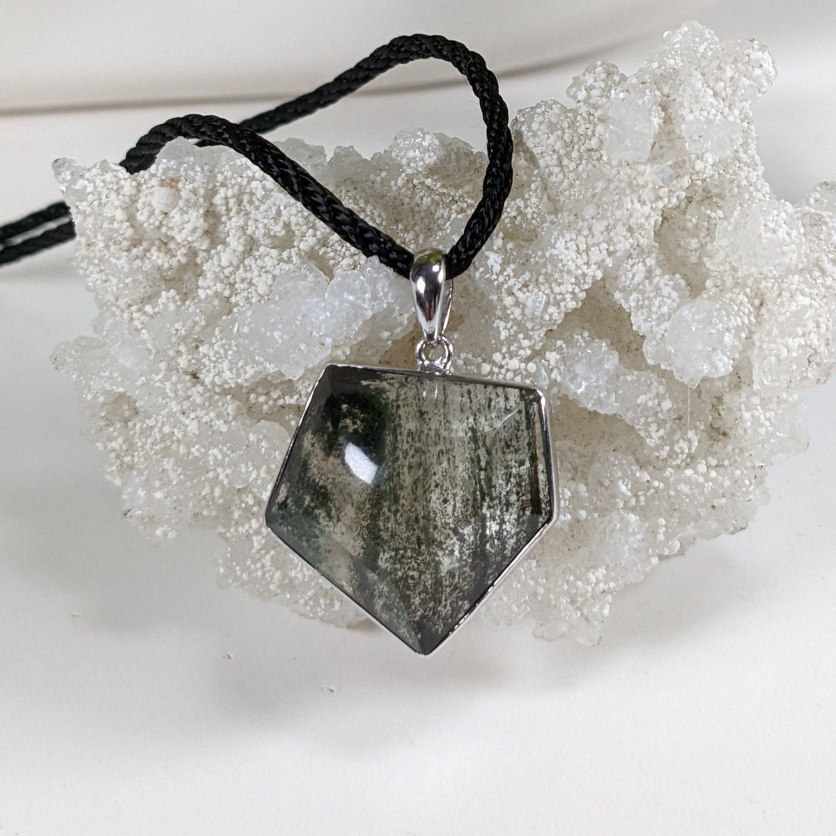  Fossilized Quartz Pendant | Clear Black | 925 Sterling Silver | Brazil 6