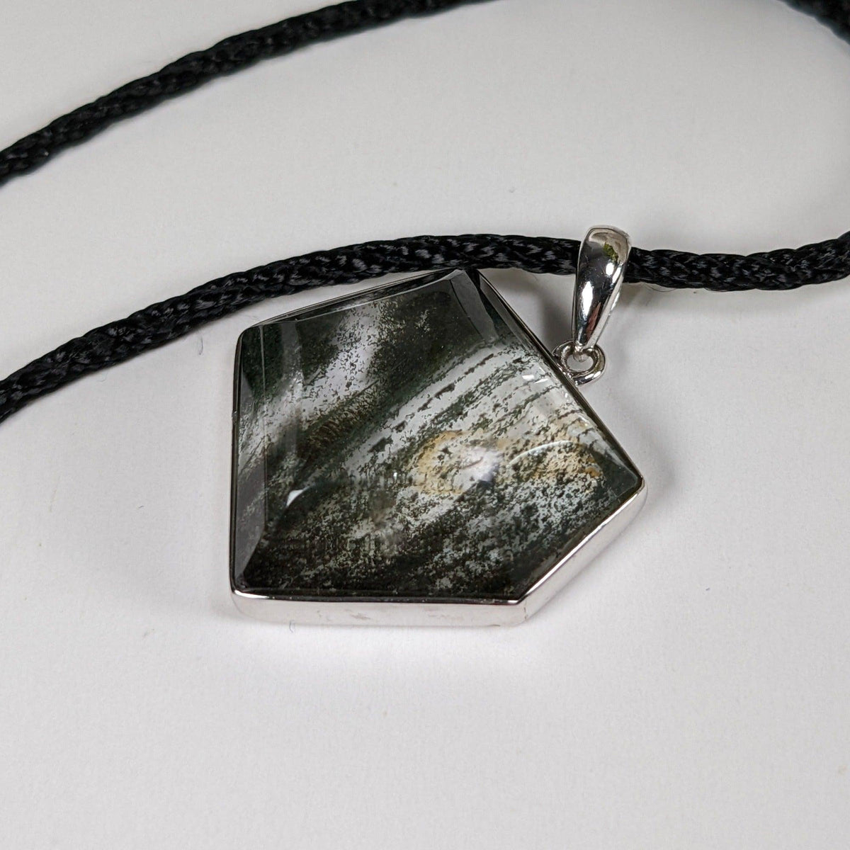  Fossilized Quartz Pendant | Clear Black | 925 Sterling Silver | Brazil 7