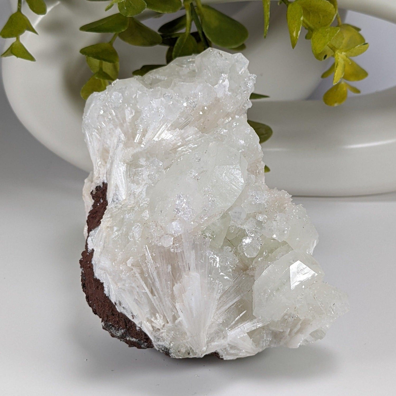  Green Apophyllite Crystal on Acicular Scolecite matrix | 964 gr | Panvel, India 