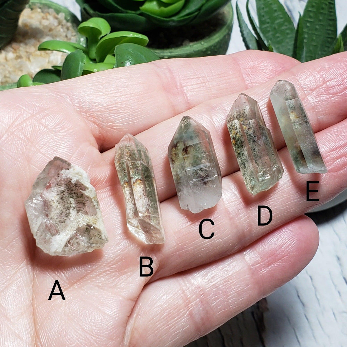 Green Phantom Chlorite Quartz Point | Terminated Quartz Crystal | 23 - 28 mm | Brazil - Canagem.com
