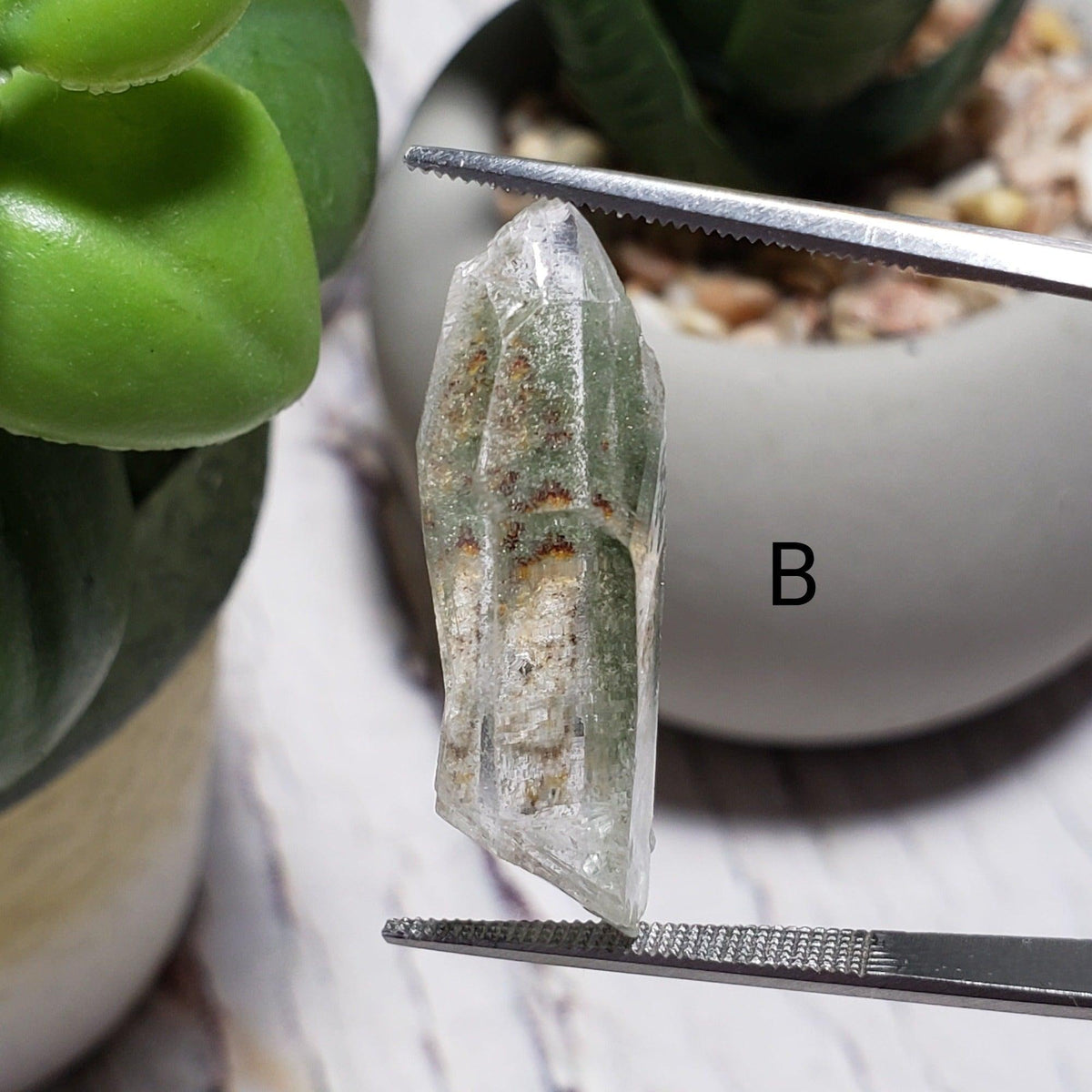 Green Phantom Chlorite Quartz Point | Terminated Quartz Crystal | 23 - 28 mm | Brazil - Canagem.com
