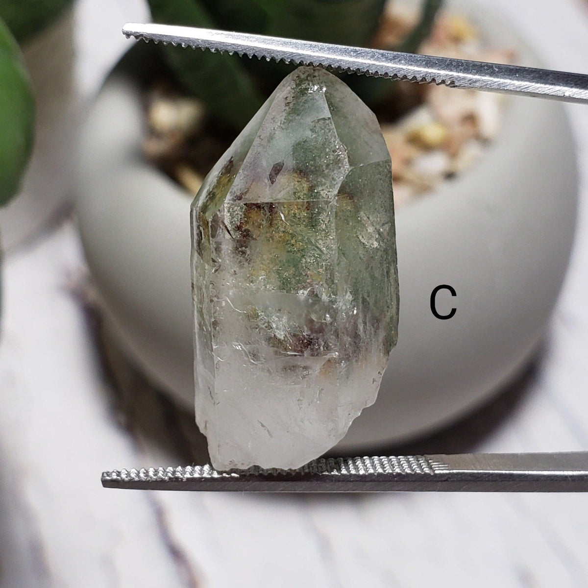 Green Phantom Chlorite Quartz Point | Terminated Quartz Crystal | 23 - 28 mm | Brazil - Canagem.com