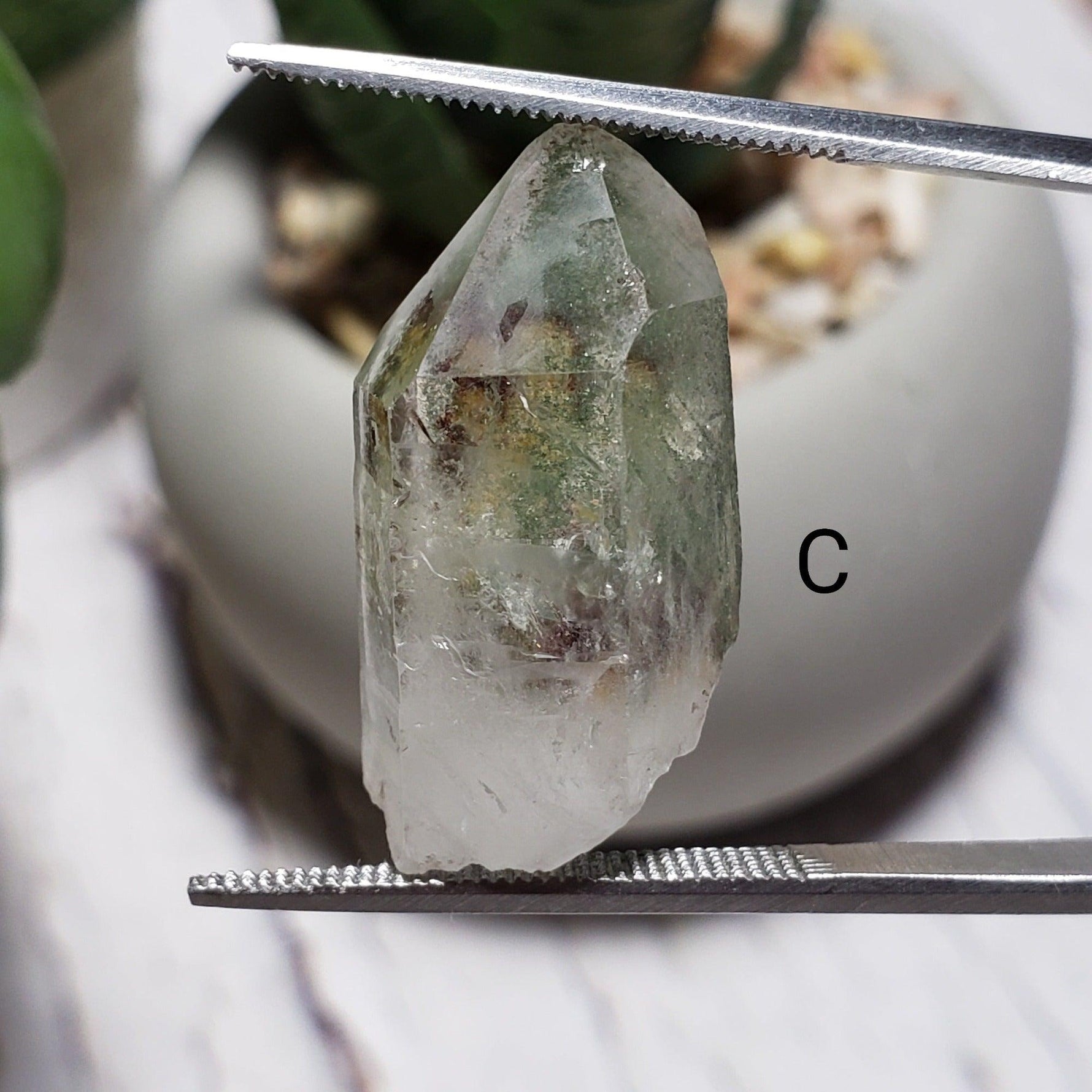 Green Phantom Chlorite Quartz Point | Terminated Quartz Crystal | 23 - 28 mm | Brazil - Canagem.com
