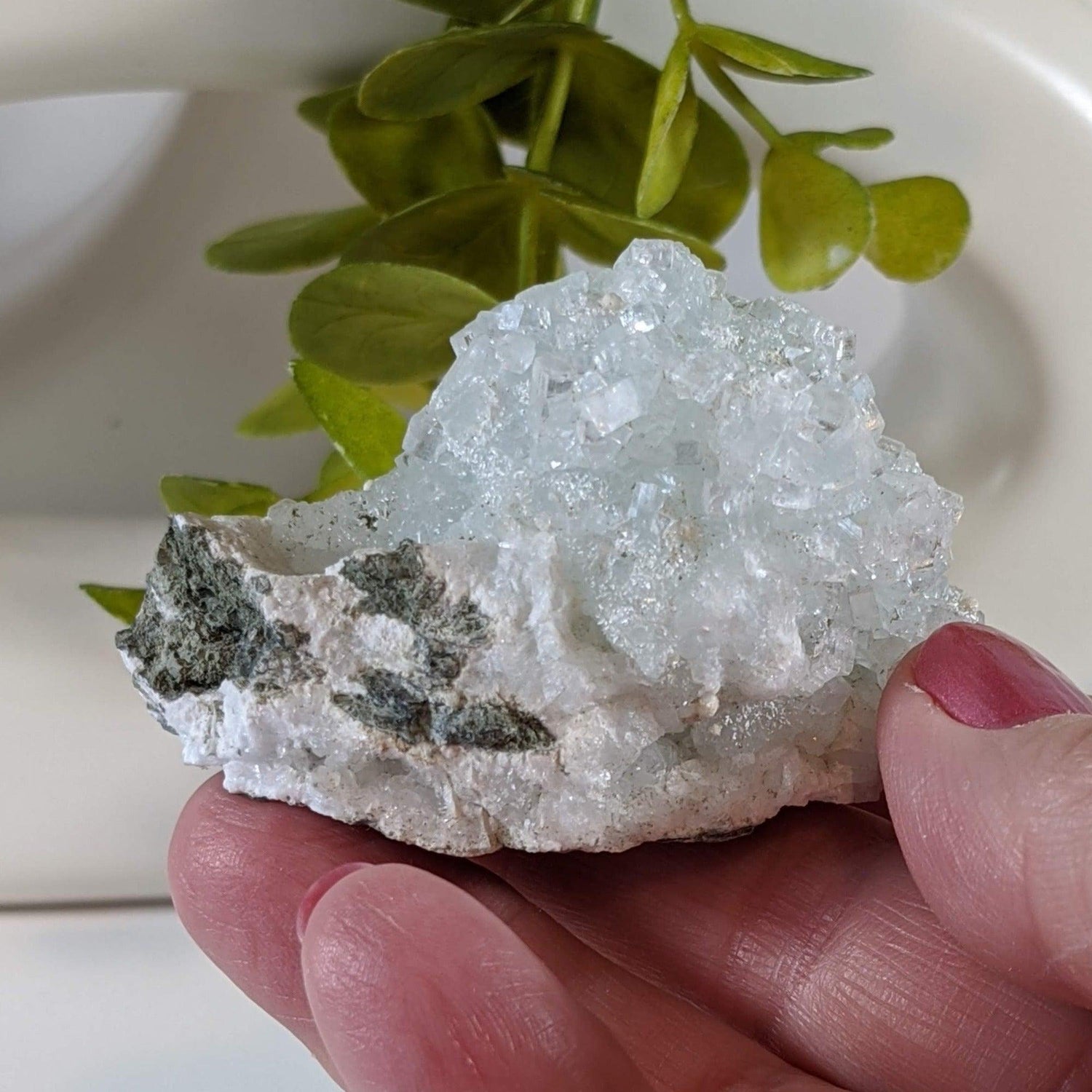  Gyrolite and Apophyllite on Prehnite Crystal | 97 gr | Mumbai, India 