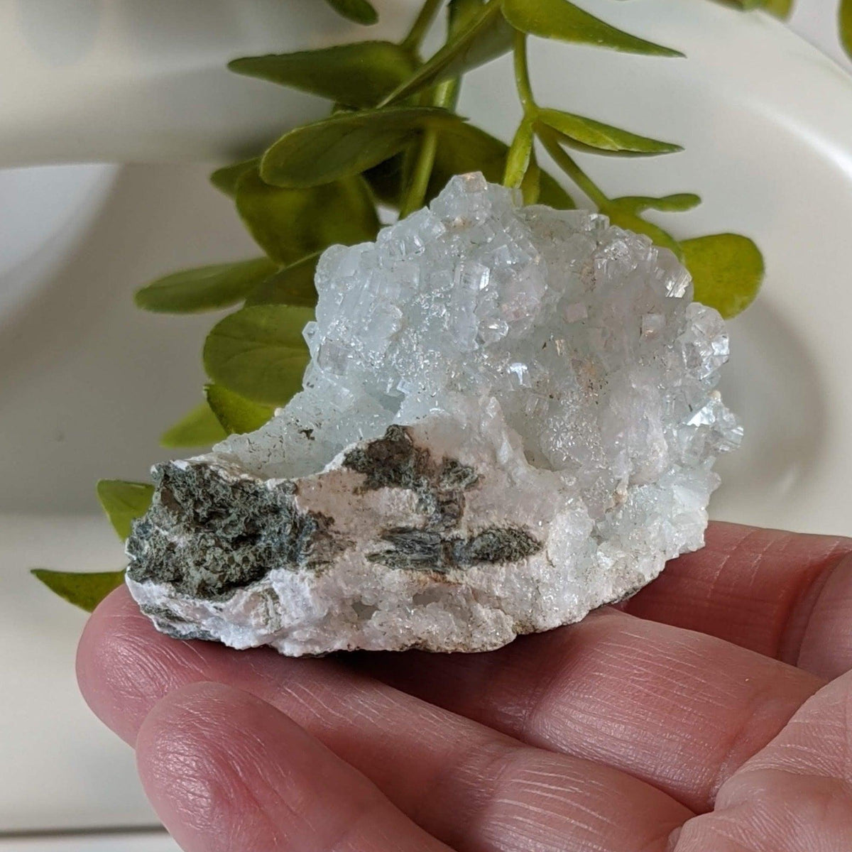  Gyrolite and Apophyllite on Prehnite Crystal | 97 gr | Mumbai, India 5