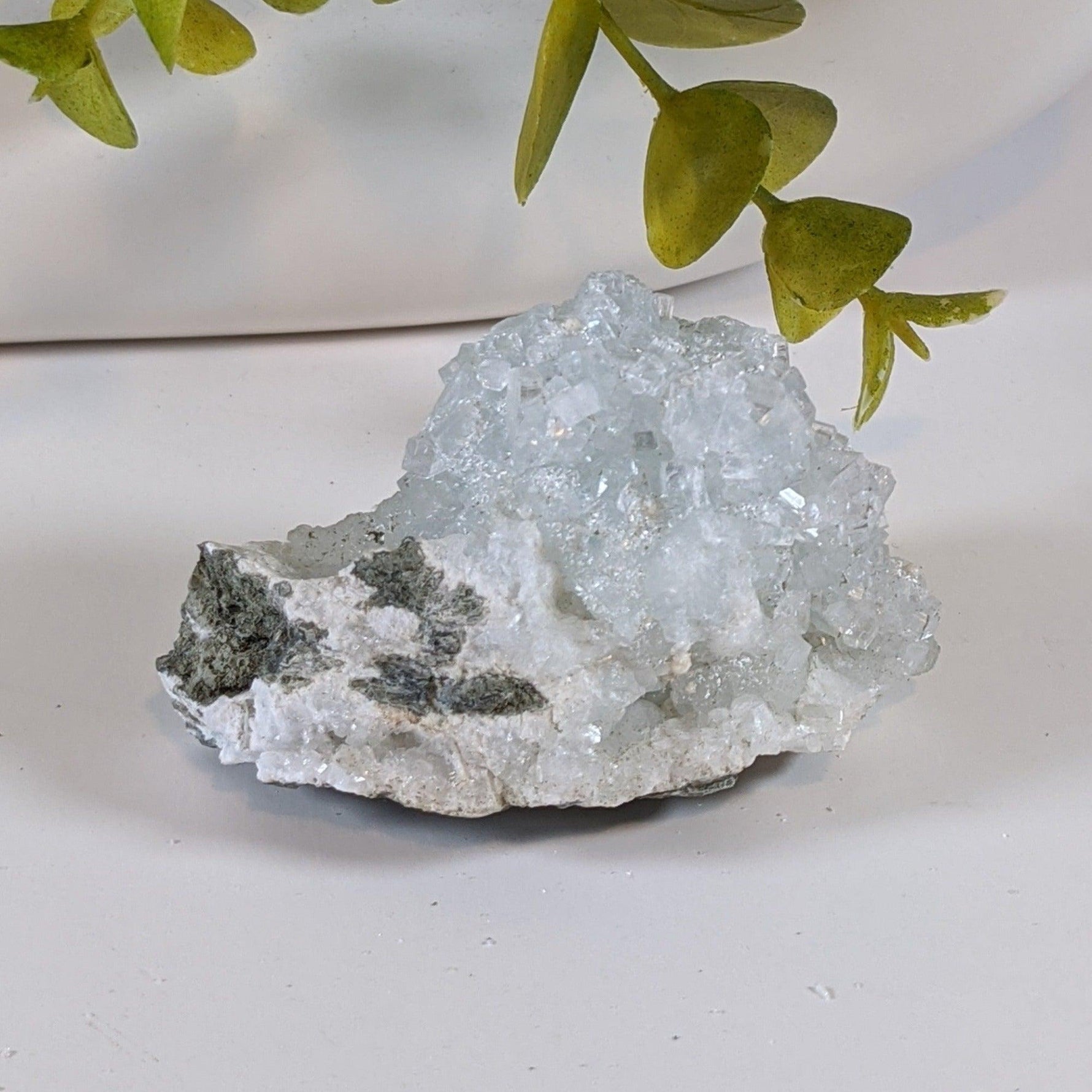  Gyrolite and Apophyllite on Prehnite Crystal | 97 gr | Mumbai, India 8