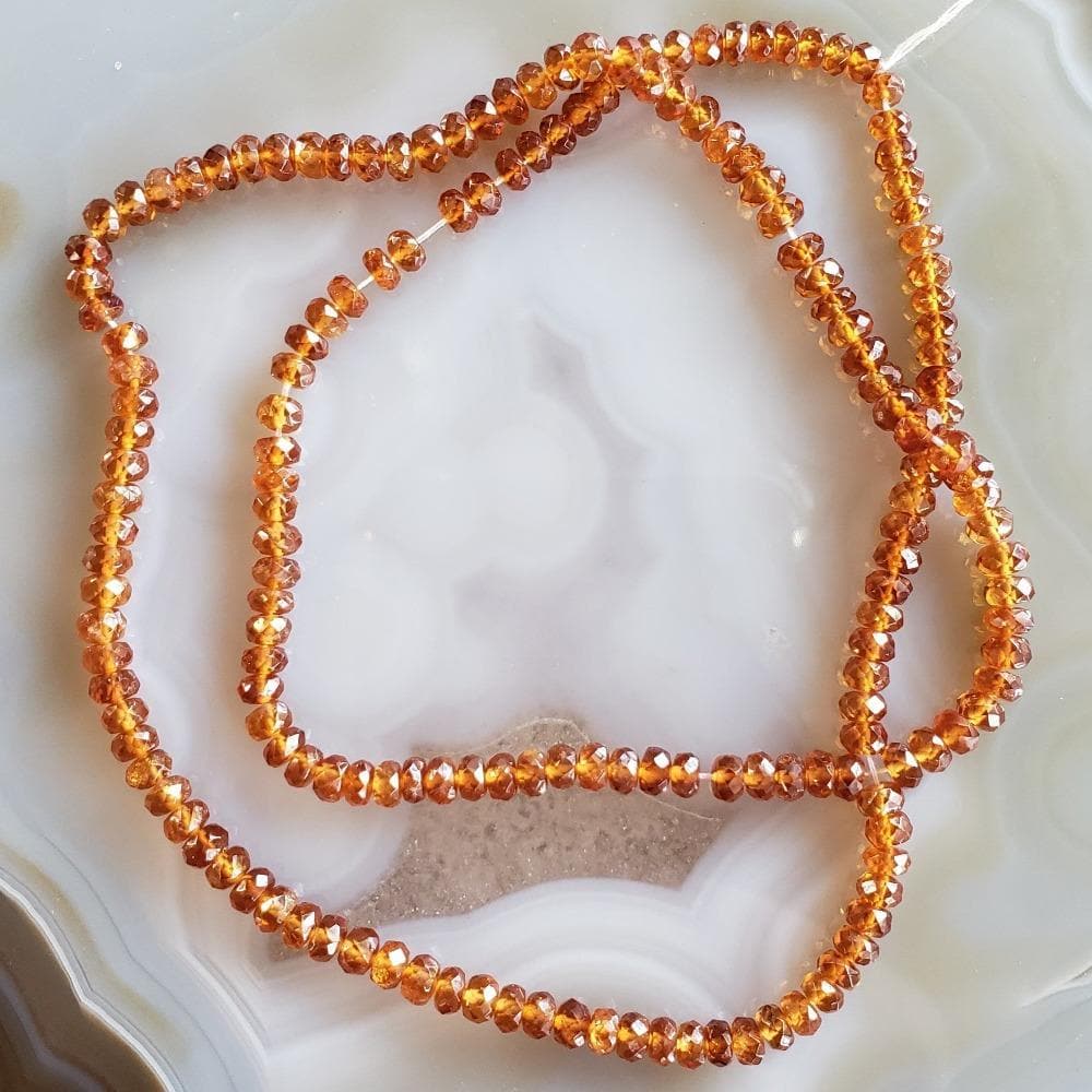 Hessonite Garnet Beads | Cinnamon Stone | 42 cm, 16.5 inch Strand | Rondelle 