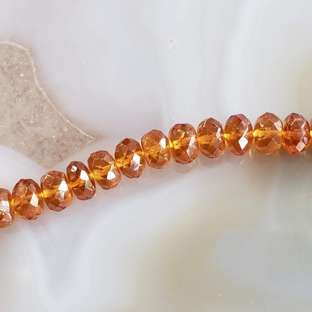  Hessonite Garnet Gemstone Beads | Cinnamon Stone | 38 cm, 15 inch Strand | Rondelle 1