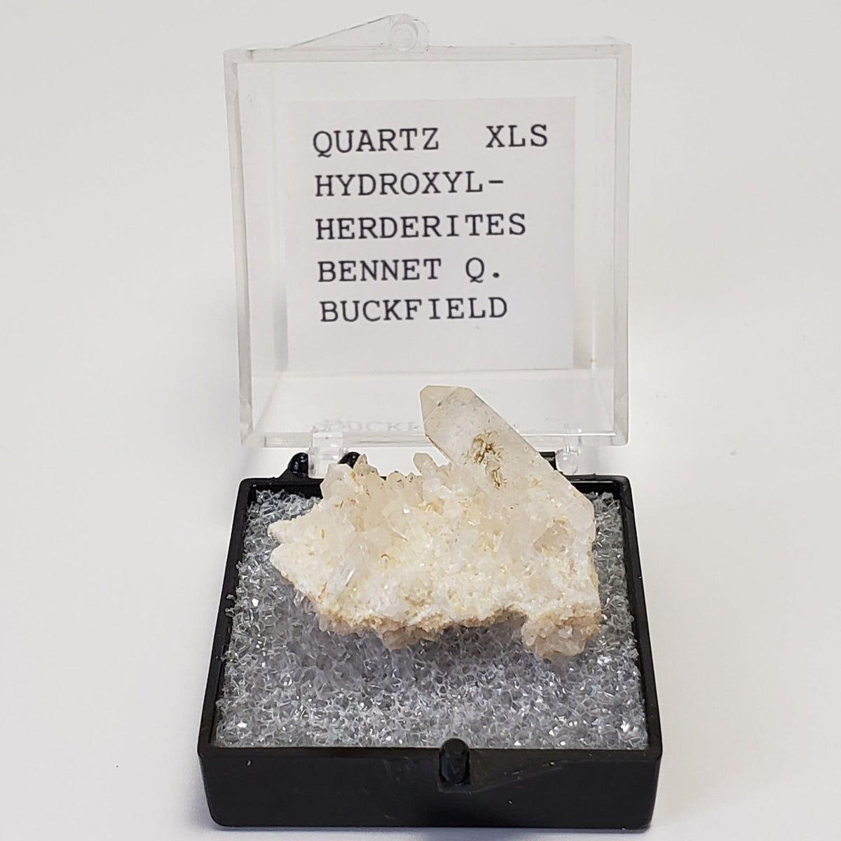 Hydroxylherderite on Quartz Points | Perky Box Thumbnail Specimen | Bennett Quarry, Buckfield Maine, USA 5