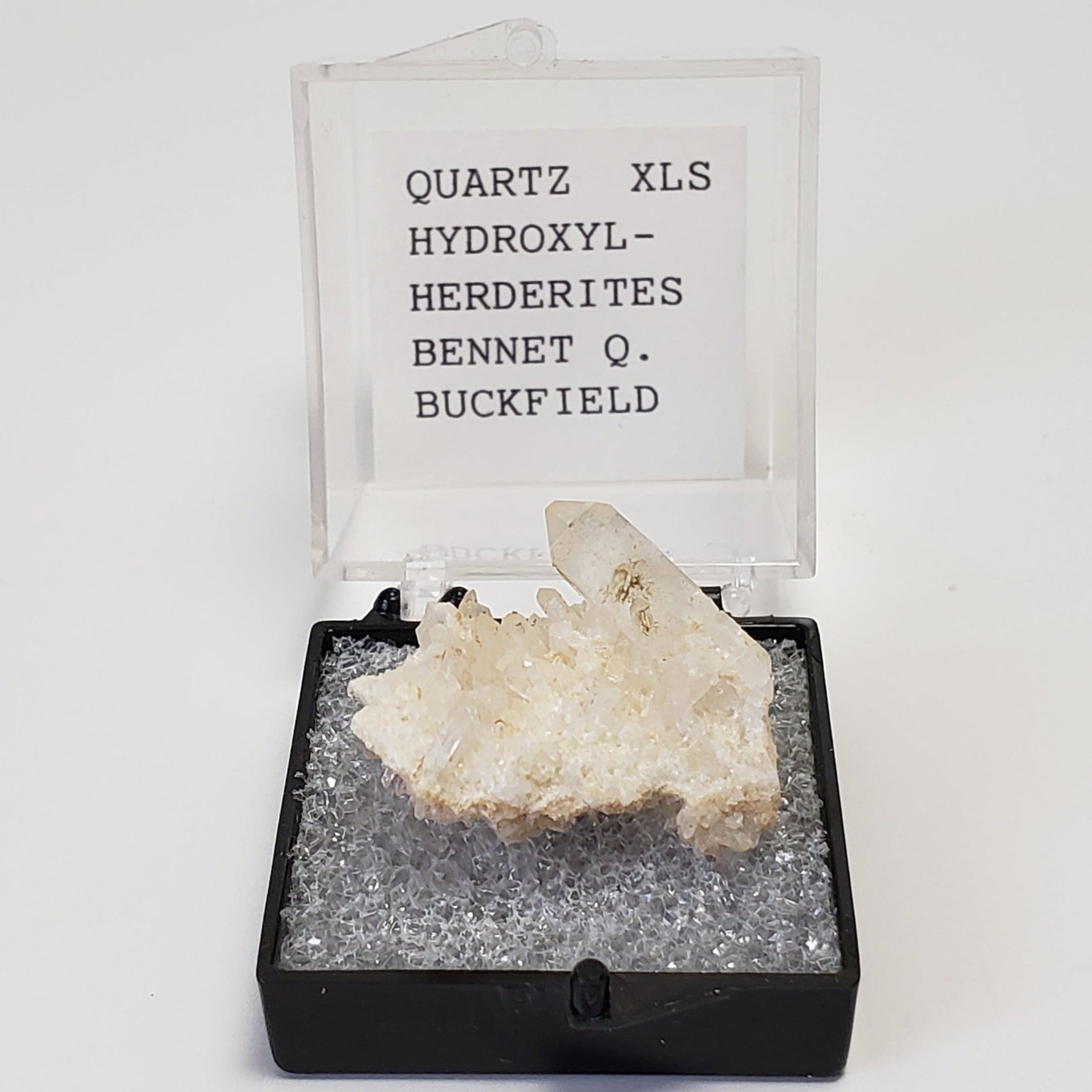  Hydroxylherderite on Quartz Points | Perky Box Thumbnail Specimen | Bennett Quarry, Buckfield Maine, USA 5