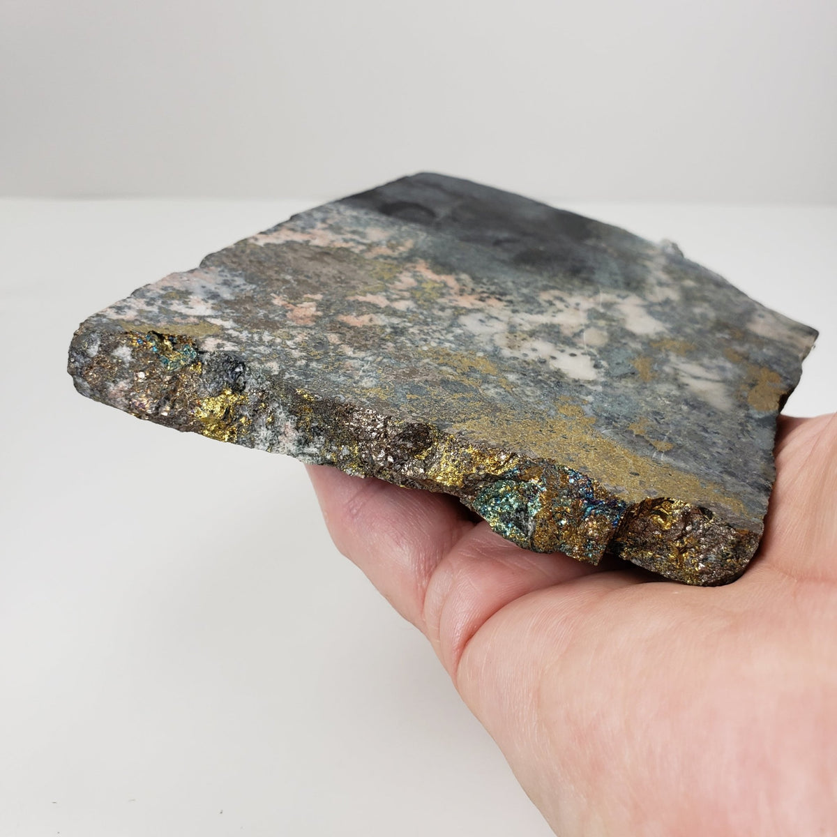  Impact Breccia Slice | 364 Grams | Golden Metal Veining Impactite | Sudbury Structure, Canada | SO24 4